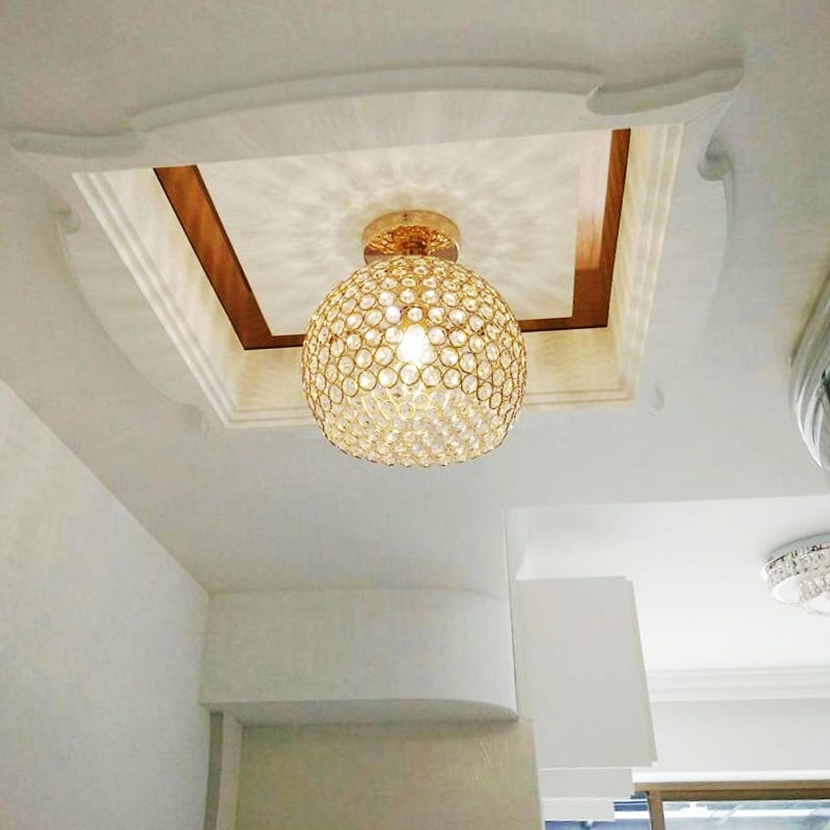 HOME NEAT - Lámpara de techo cristal con sombra hierro Moderna ø15cm oro