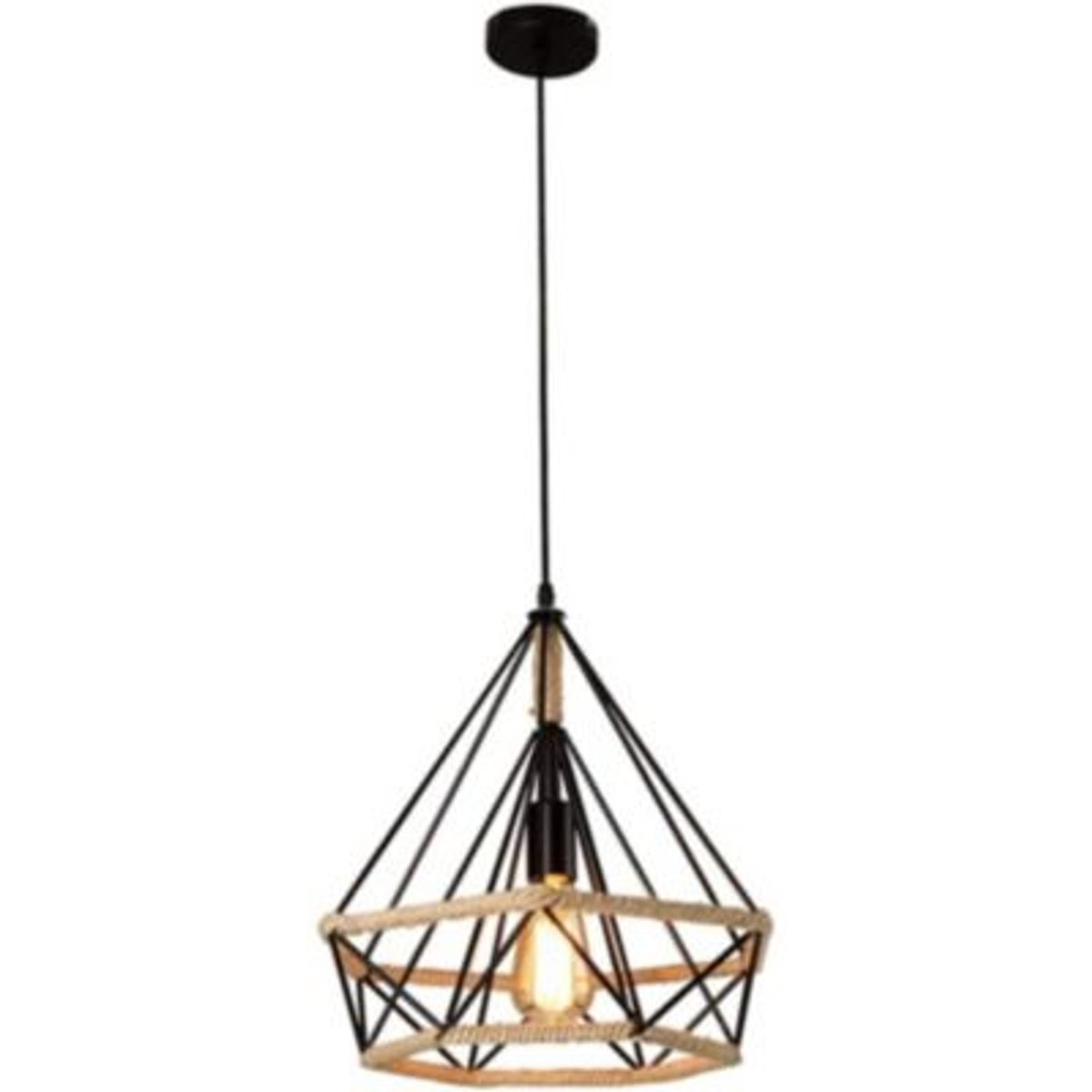 HOME NEAT - Lámpara colgante vintage cuerda de cáñamo jaula de diamante ø25cm