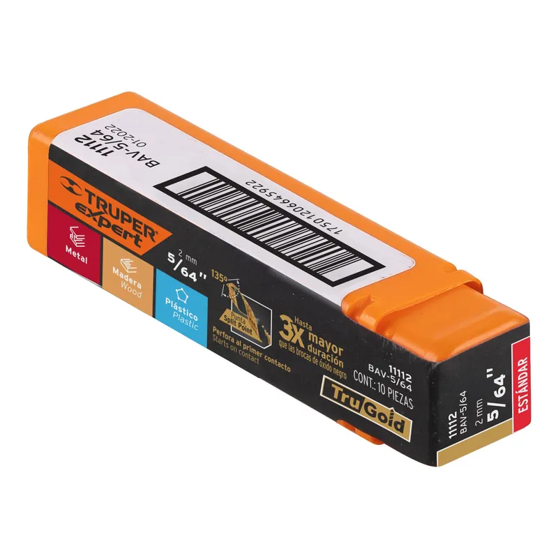 TRUPER - Pack x 10 : Broca HSS Truper 5/64" (1.9mm) 11112 - Cobalto