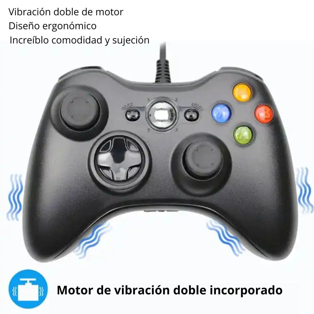 GENERICO - Mando con Cable Usb para Xbox 360 Pc Windows Joystick NJX301 Negro