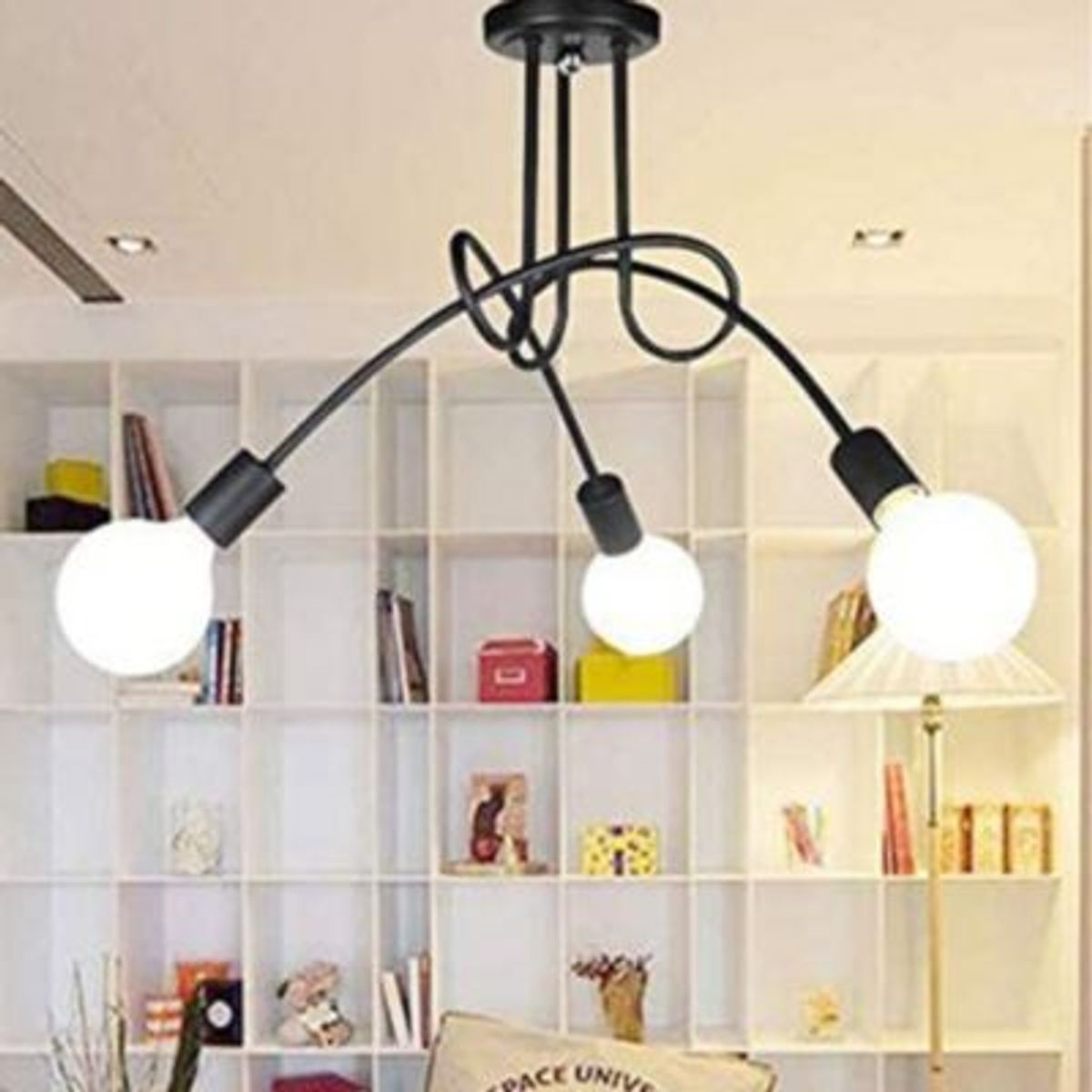 HOME NEAT - Lámpara Colgante 3L E27 Negro