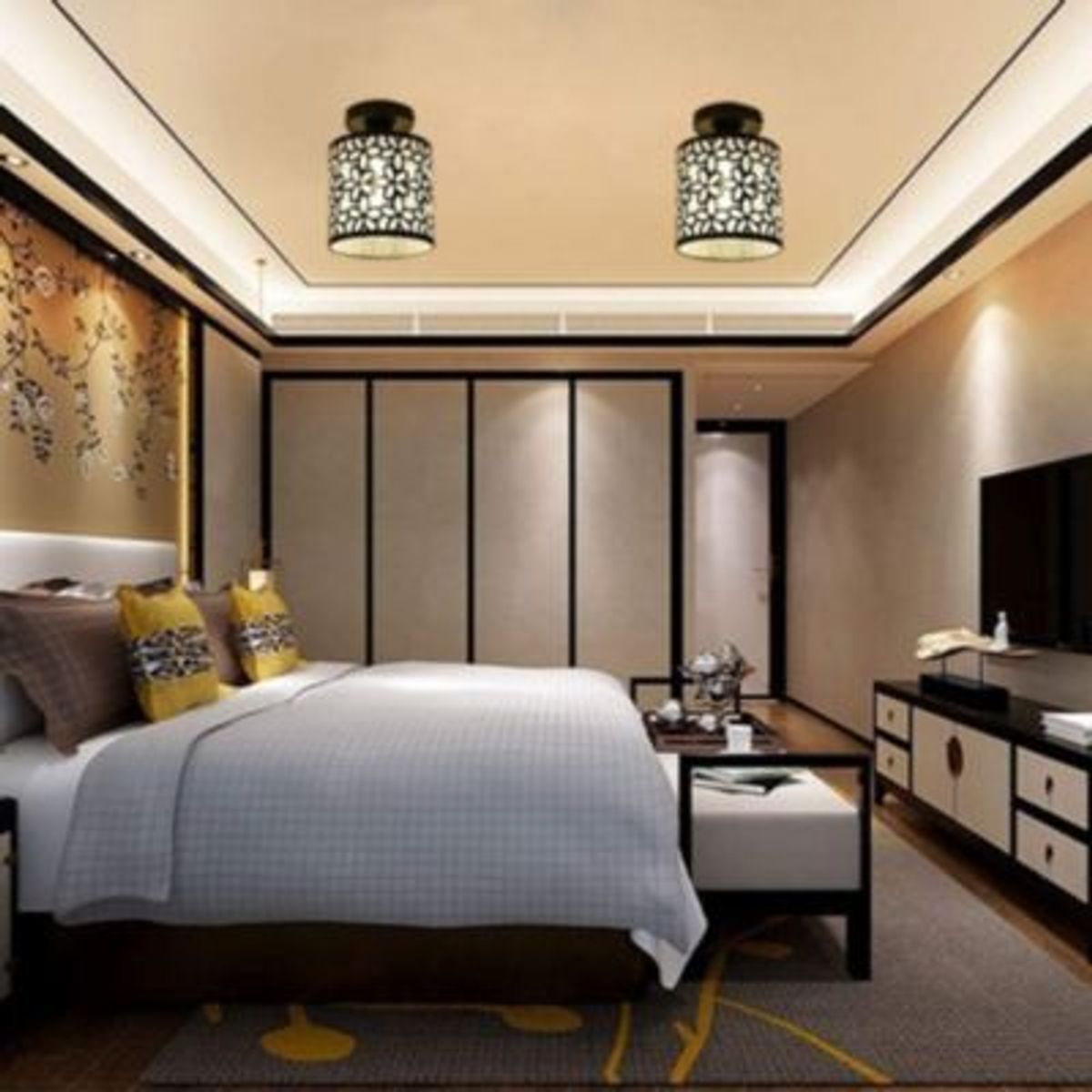 HOME NEAT - Home-neat moderno lámpara de techo hierro casquillo e27 negro