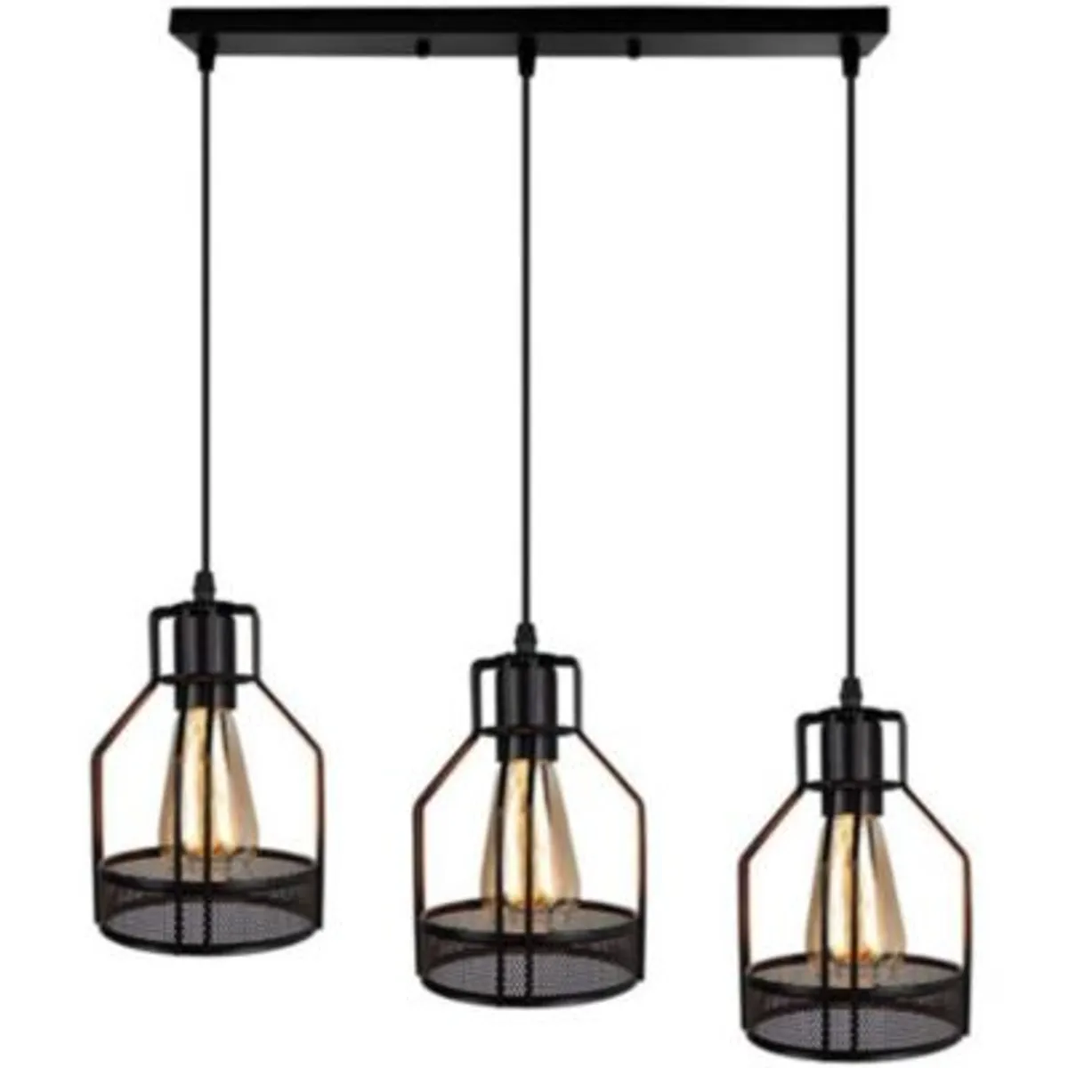 HOME NEAT - Lámpara de colgante retro 3 cabezas lámpara techo metal e27 negro