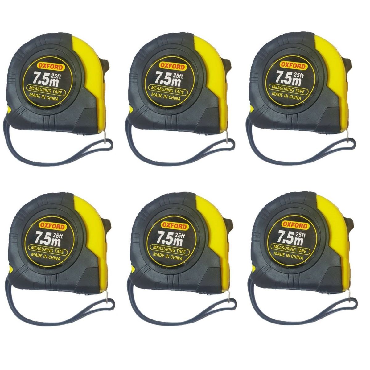 GENERICO - Kit 6 Winchas 7.5 METROS  con protector de goma