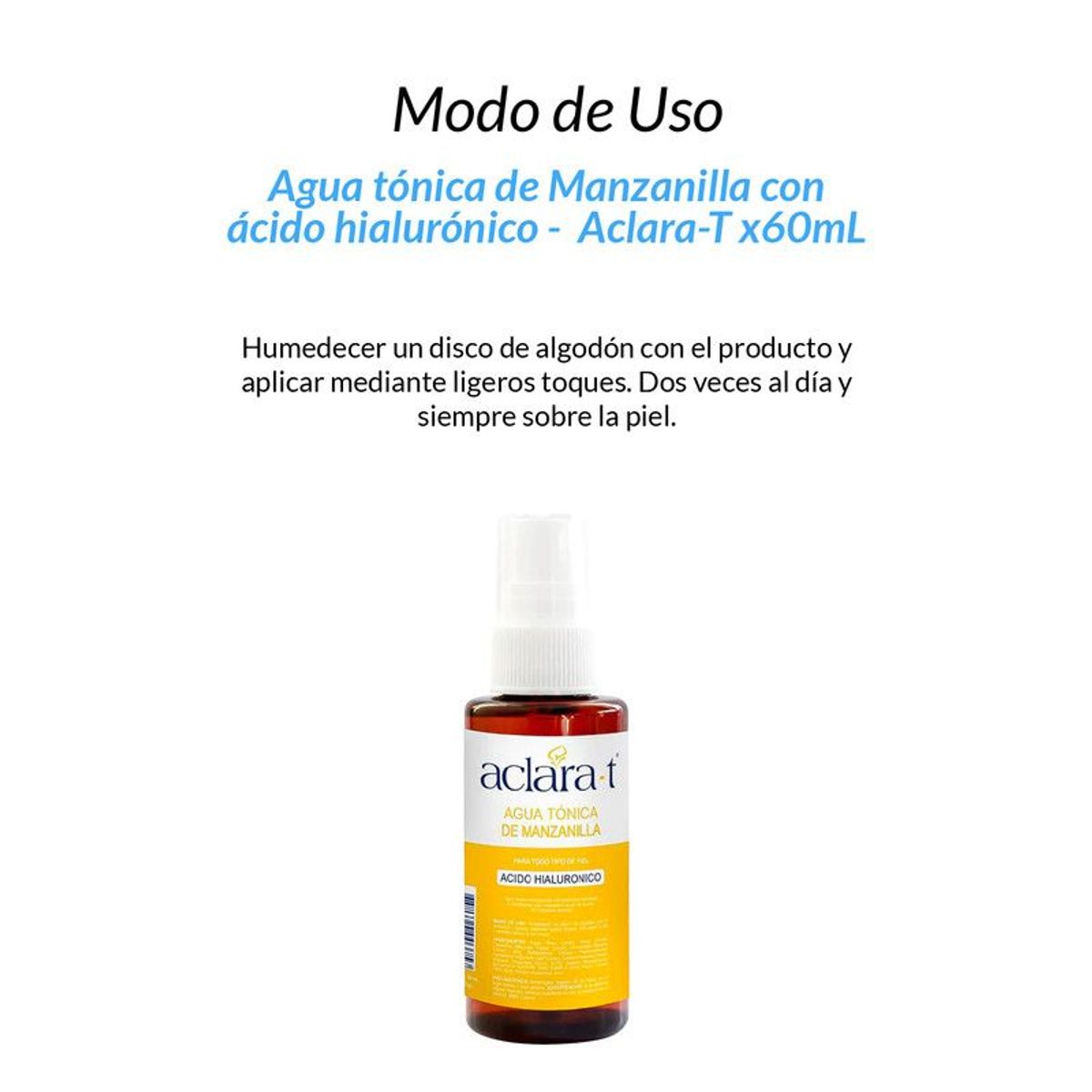 GENERICO - Agua tónica de Manzanilla con ácido hialurónico - Aclara-T 60ml