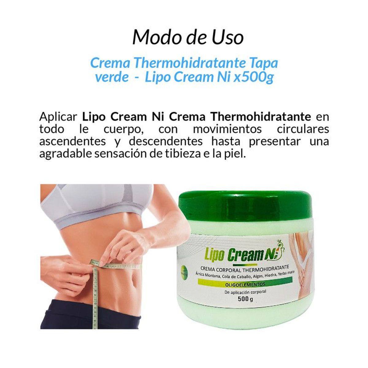 GENERICO - 3 Crema Corporal Thermohidratante Tapa Verde- Lipo Cream Ni 500gr