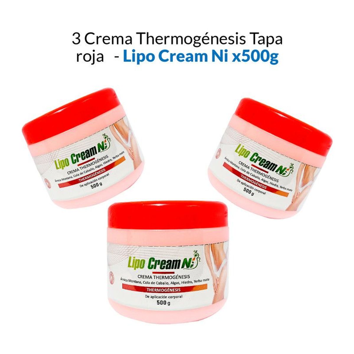 GENERICO - 3 Crema Thermogénesis Tapa roja - Lipo Cream NI 500gr