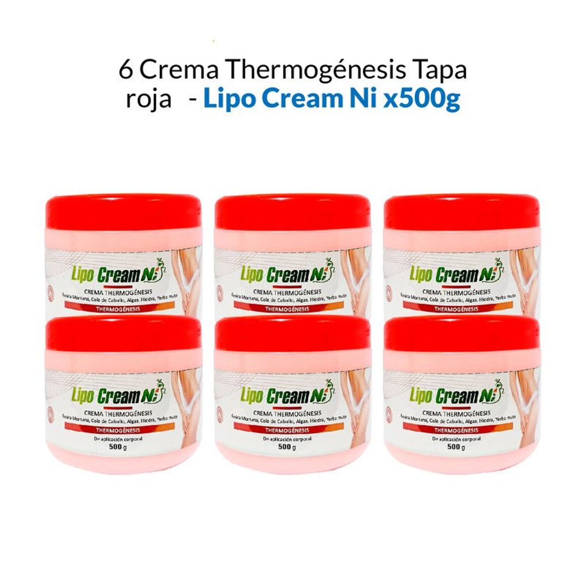 GENERICO - 6 Crema Thermogénesis Tapa roja - Lipo Cream NI 500gr