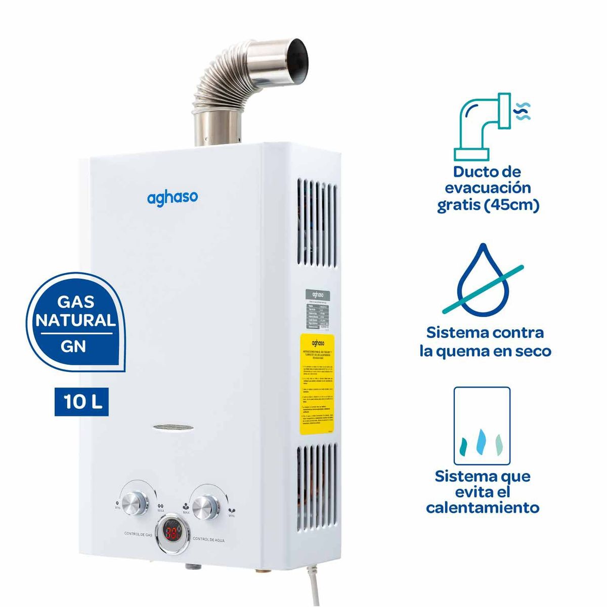 AGHASO - Terma Aghaso a gas Tiro Forzado 10L