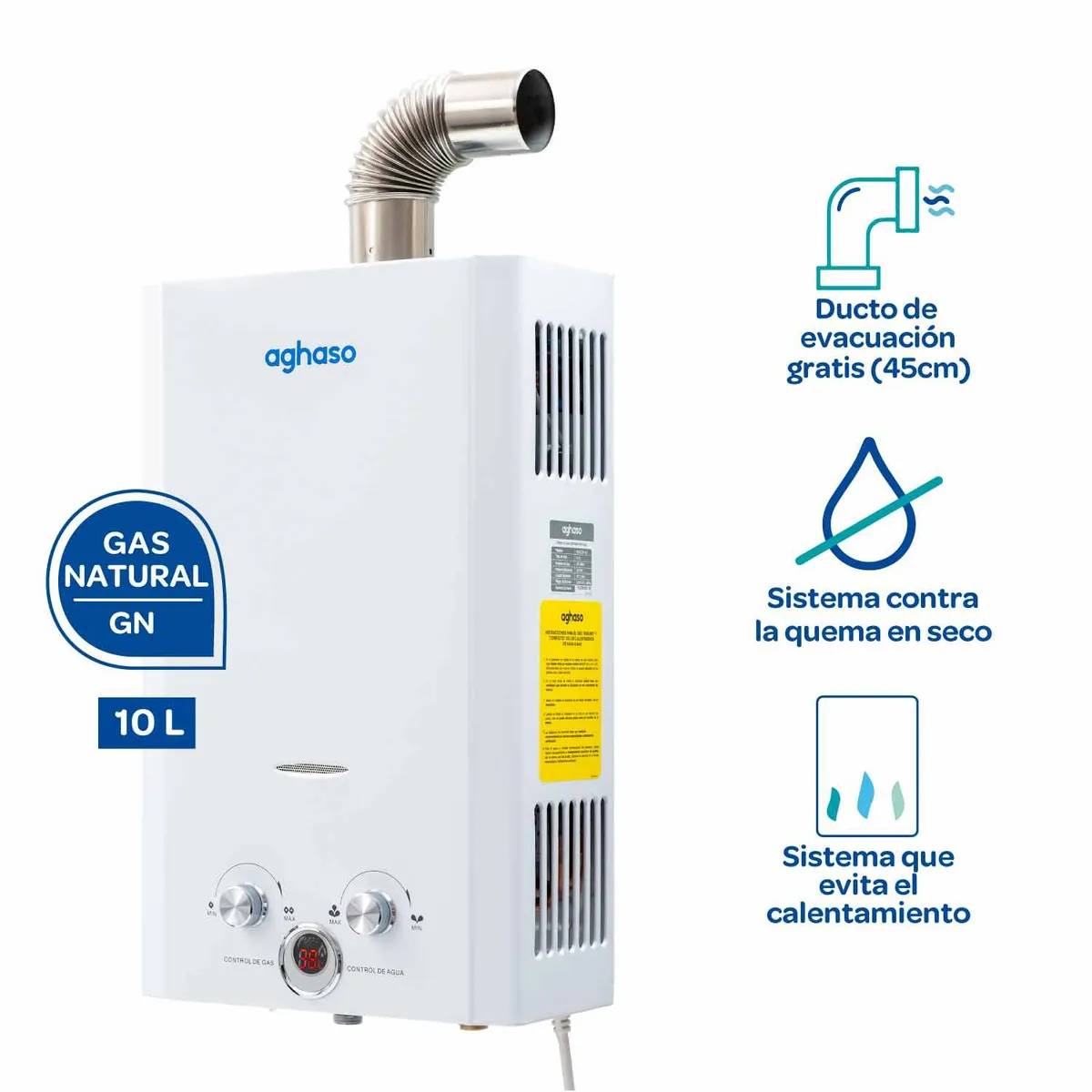 AGHASO - Terma Aghaso a gas Tiro Forzado 10L