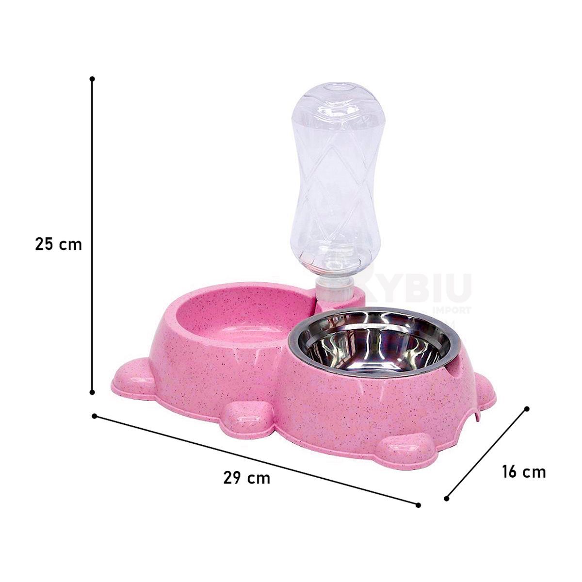 GENERICO - Dos en Uno Comedero y Bebedero Rosado.