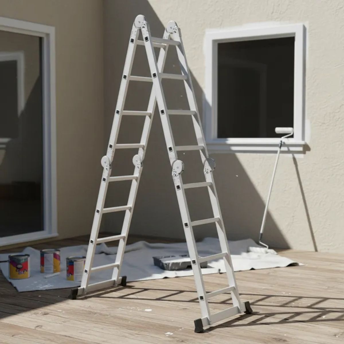 TRUPER - Escalera Multiposición 16 peldaños articulada Soporta 200 Kg Truper