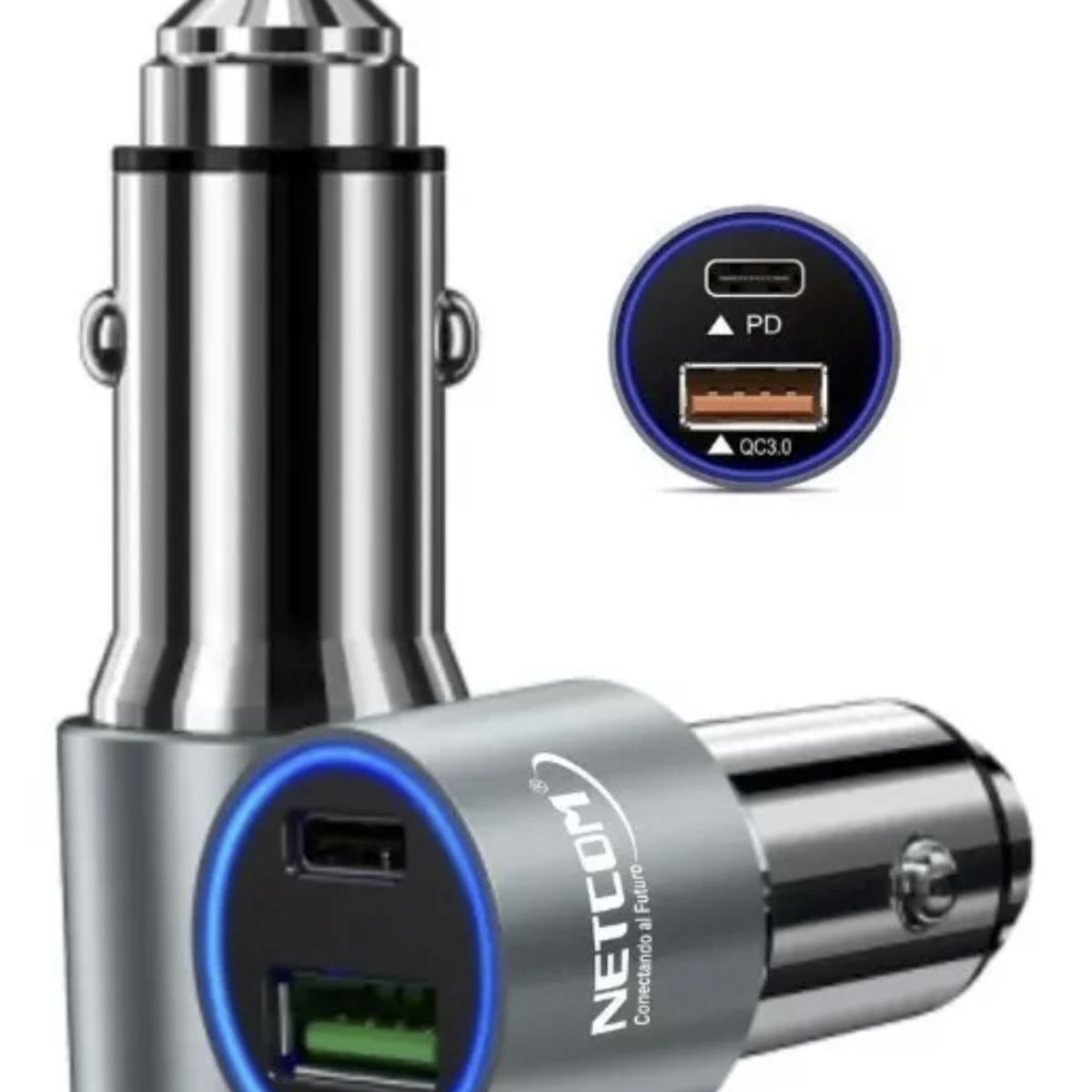 GENERICO - Cargador Para Auto Usb 3.0 Y 1 Tipo C Carga Rapida Netcom