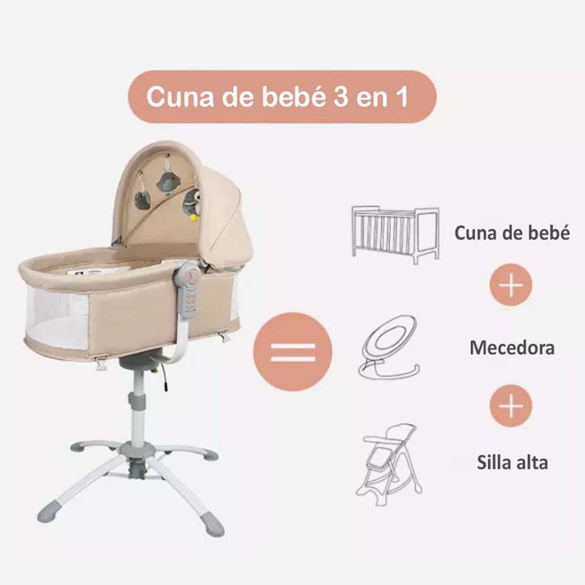 BABYKISS - Mecedora Cuna Electrica moises Multifucional 3 en 1 moises