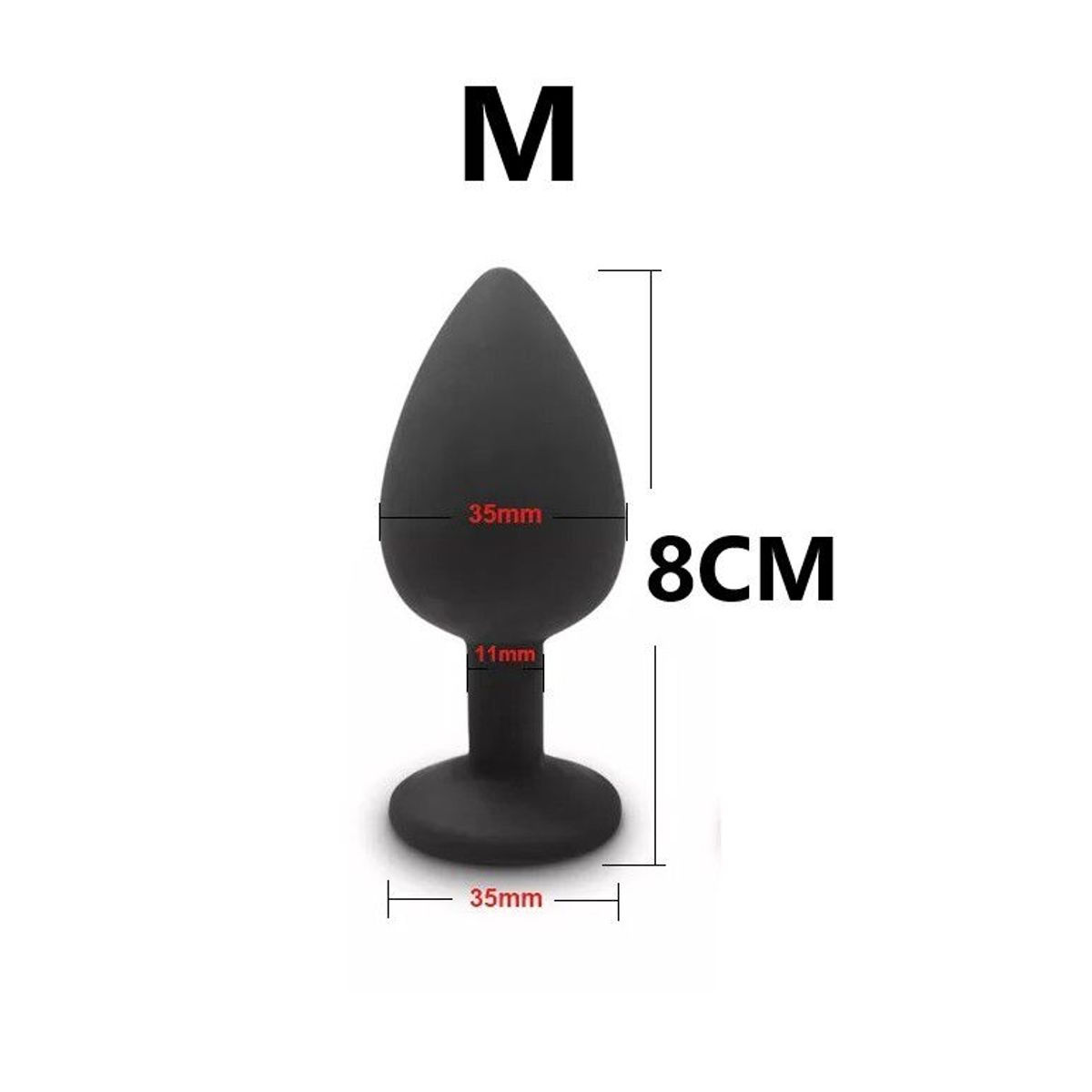 GENERICO - Plug mediano De Silicona Negra 8.5 x 3.5cm