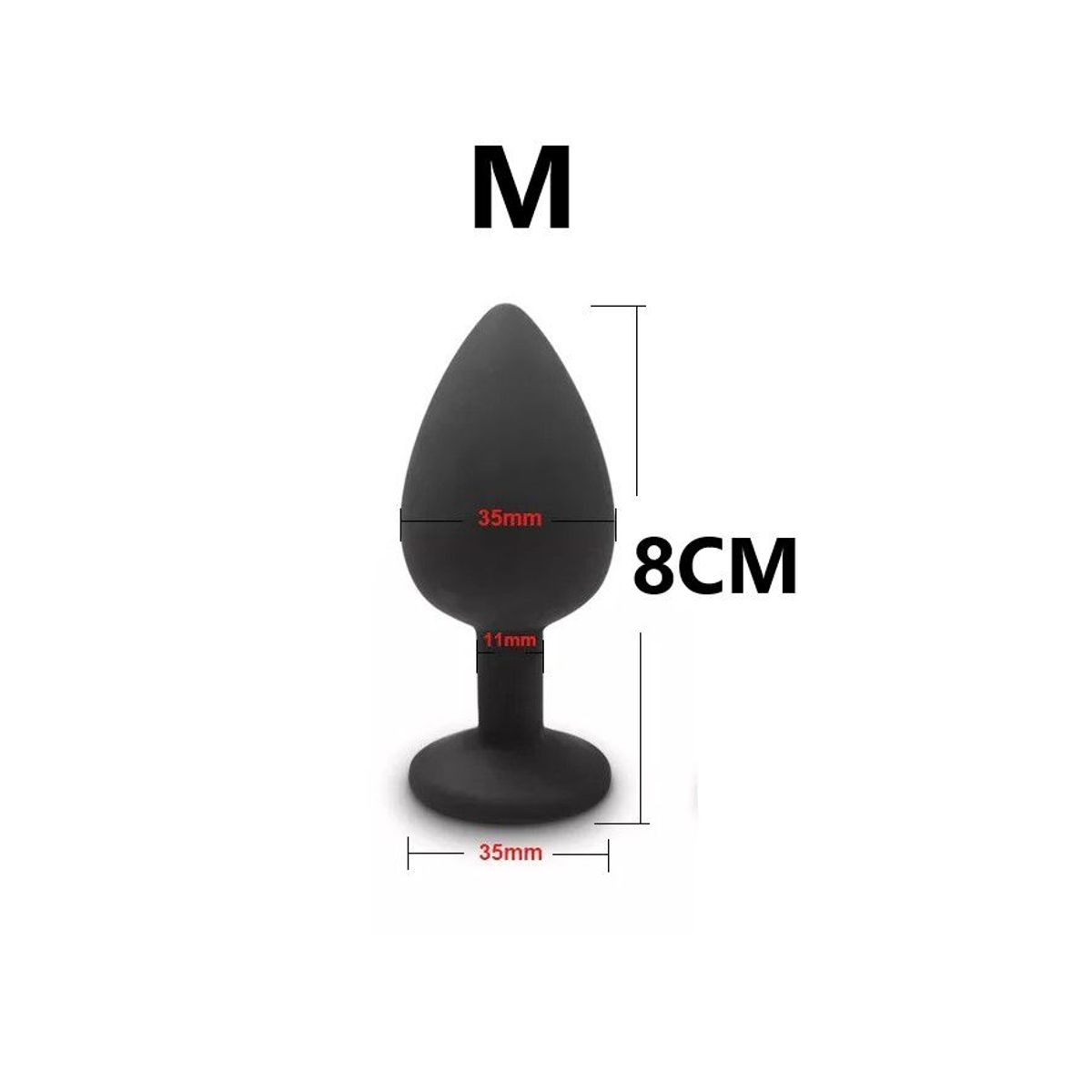 GENERICO - Plug mediano De Silicona Negra 8.5 x 3.5cm