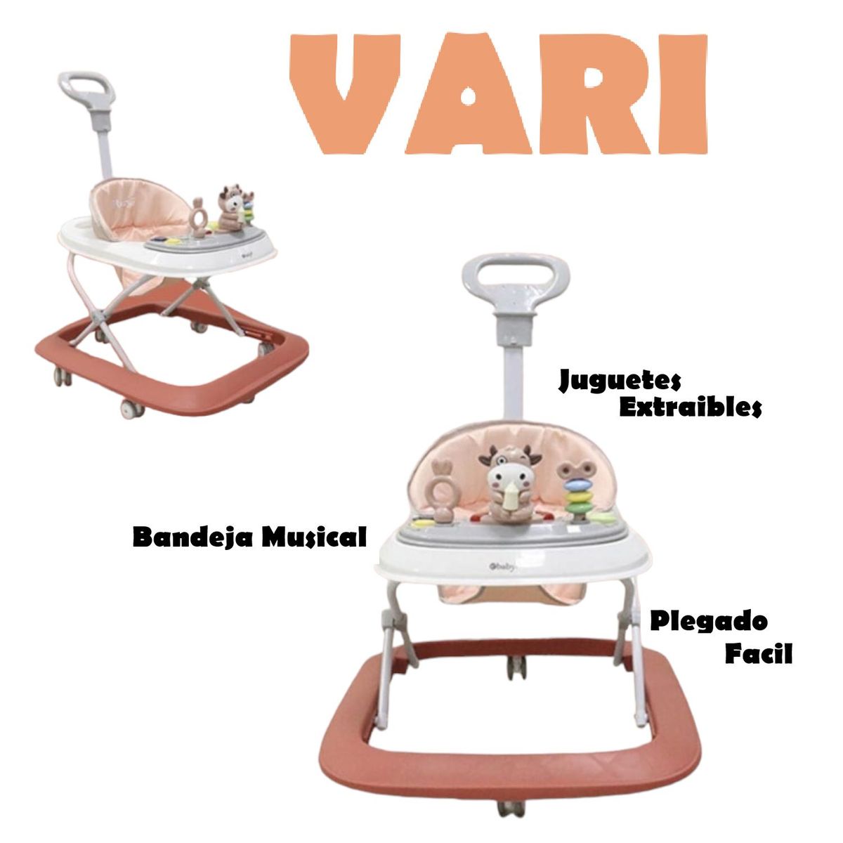 EBABY - Andador Musical Para Bebe Didactico Vari-Rojo