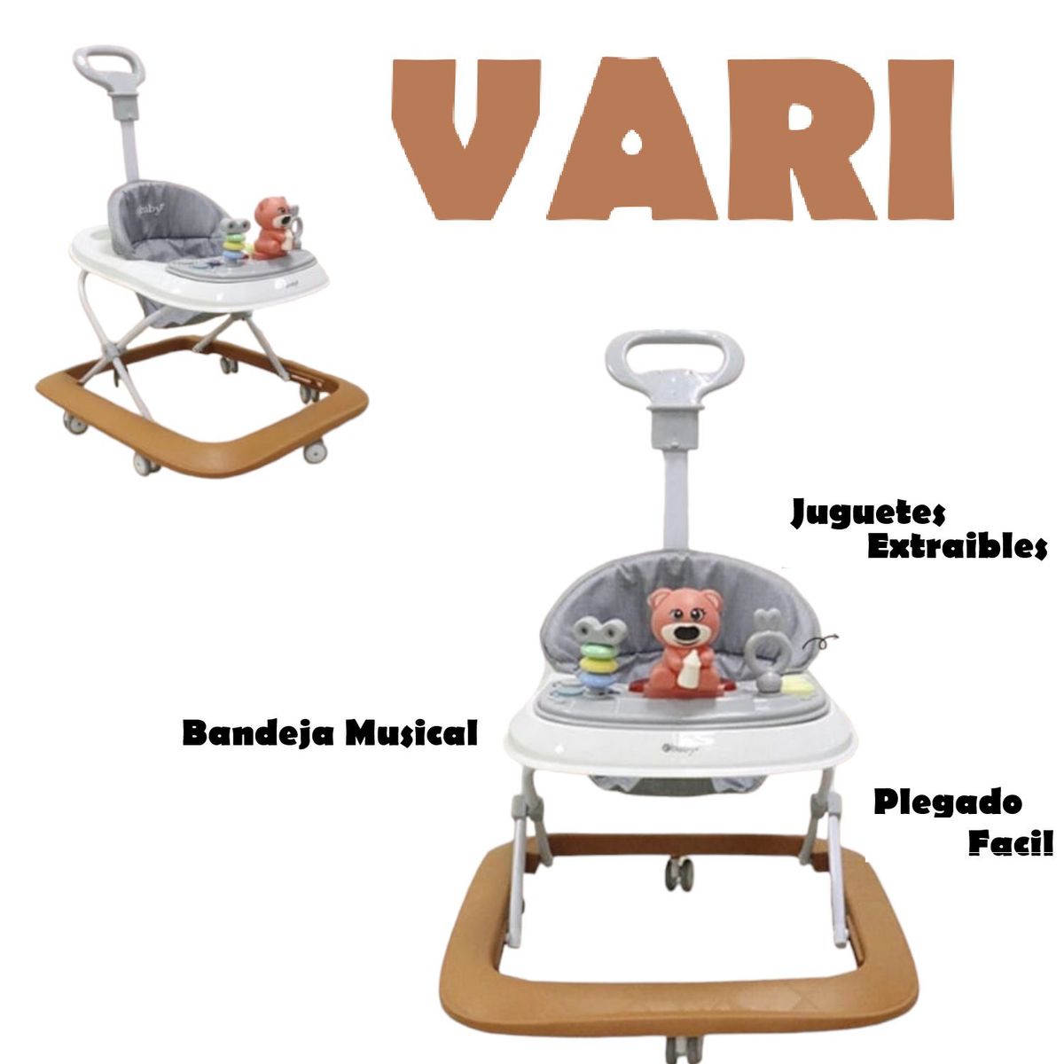 EBABY - Andador Musical Para Bebe Didactico Vari-Marron