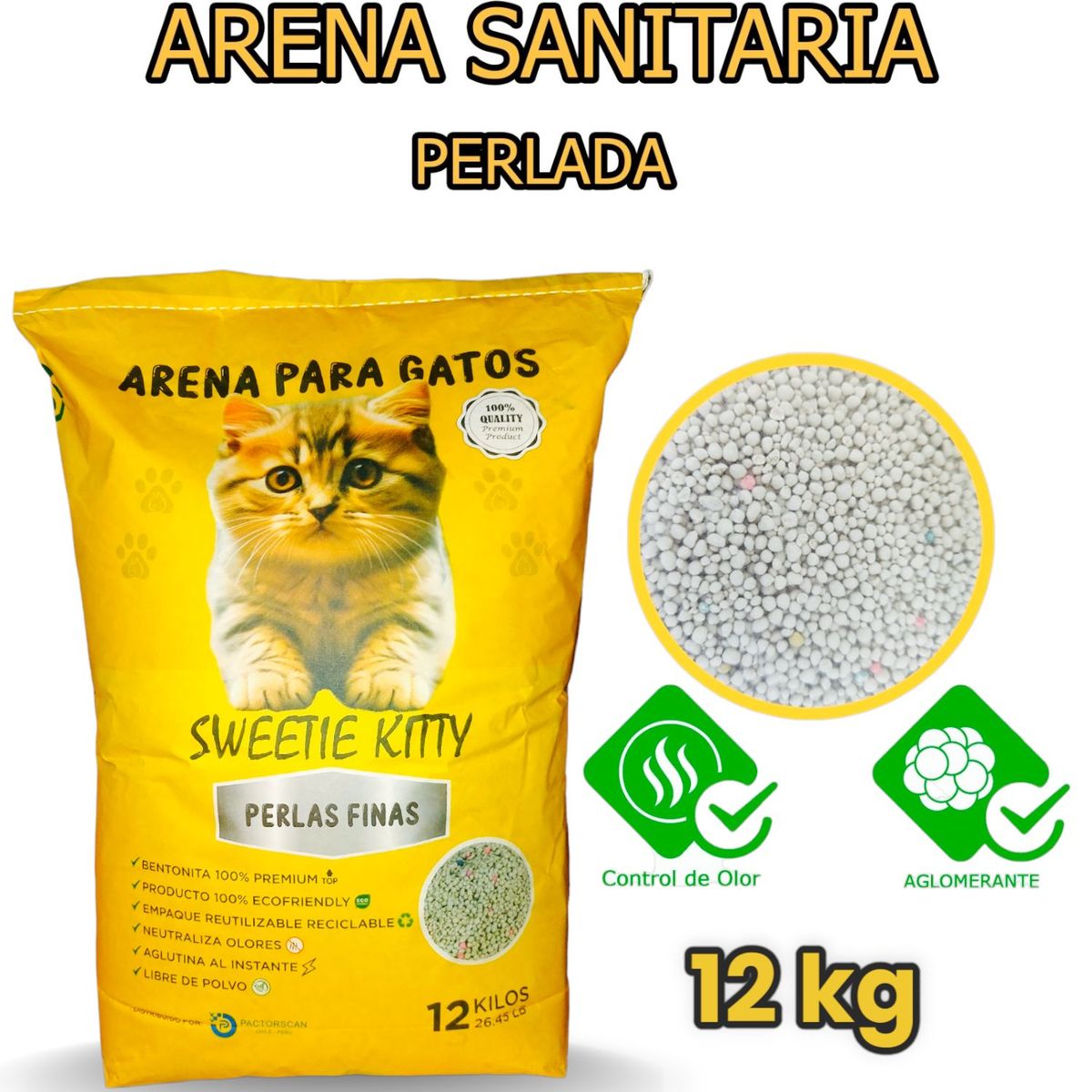 GENERICO - ARENA PARA GATOS ECOFRIENDLY BOLSA X 12 KG PERLAS FINAS