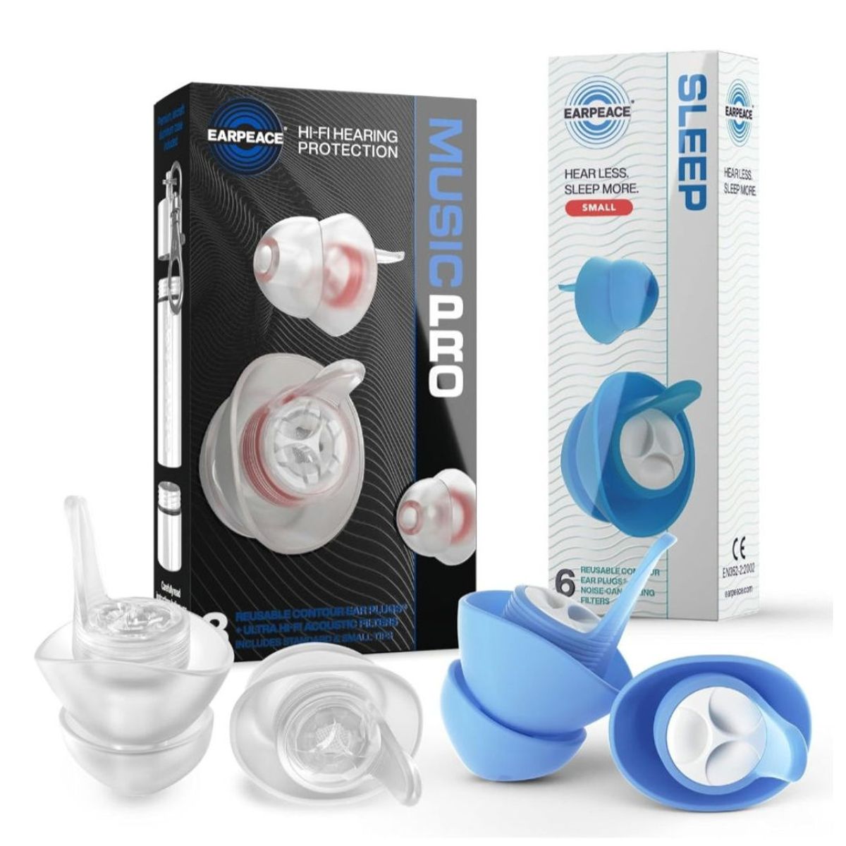 EAR PEACE - Tapones de Oidos para Canal Auditivo Pequeño Antiruido Reducciòn 20dB y 30dB MUSIC PRO + SLEEP SMALL