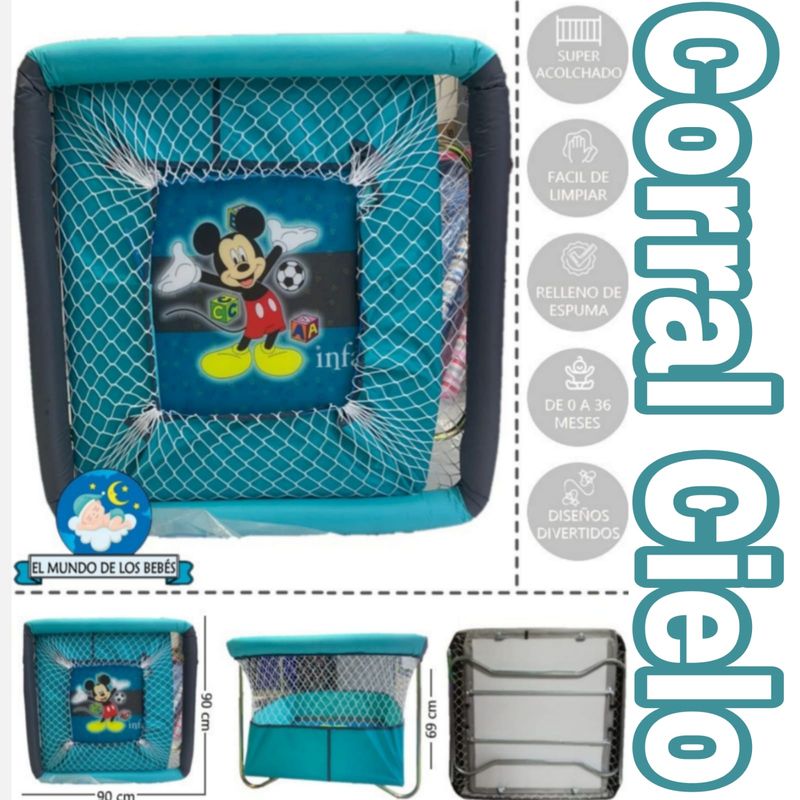 GENERICO - Corral para Bebes Acolchado Cielo Plegable