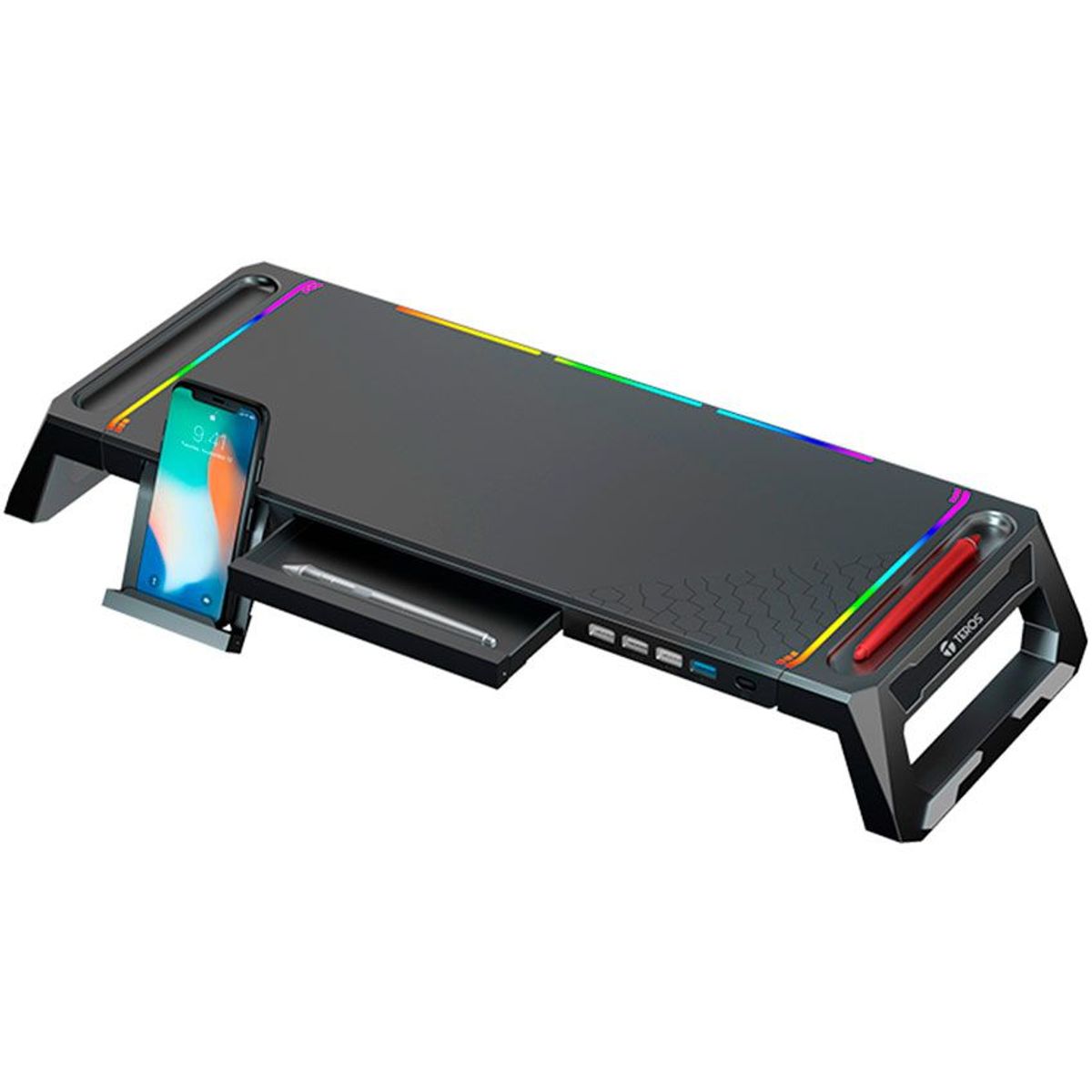 TEROS GAMING - Base Monitor Soporte Teros Te-7131n Multiproposito Rgb