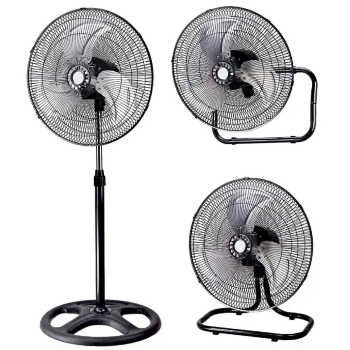 GENERICO - Ventilador 18 Pulgadas Semi-industrial 3 en 1 Aspas de Metal Para Piso Mesa Pared