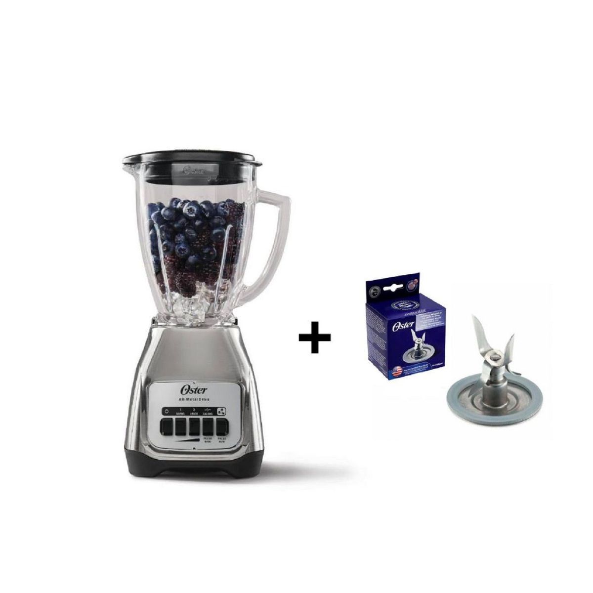 OSTER - Licuadora Oster 550w Niquelada + 1 Cuchilla de 4 aspas de Regalo