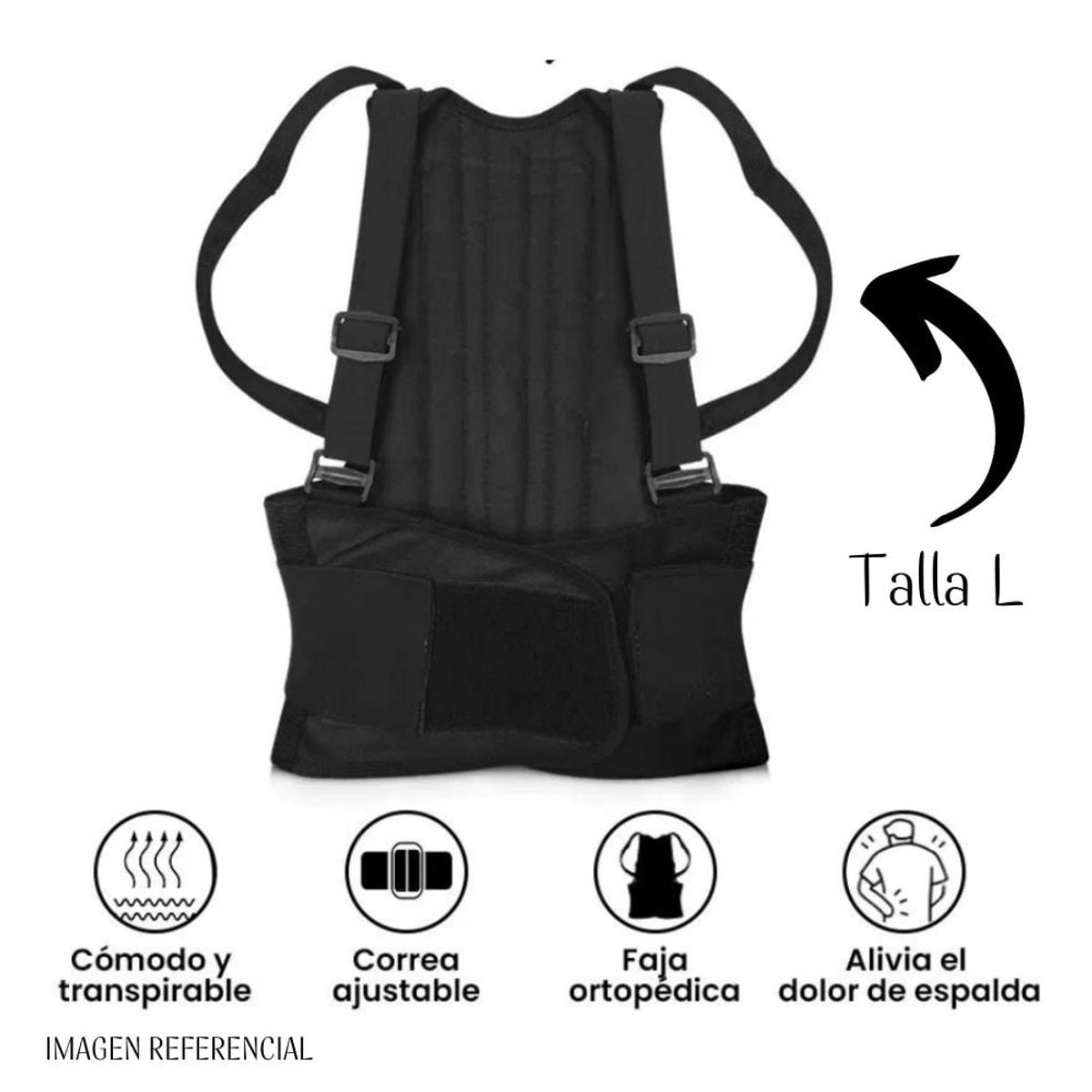 GENERICO - Faja Dorso Lumbar Talla L - Negro