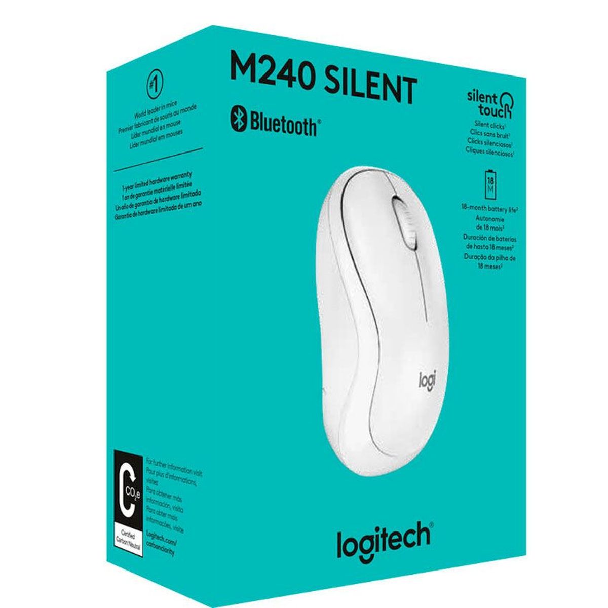 LOGITECH - Mouse Logitech M240 Silent Inalámbrico Bluetooth Blanco