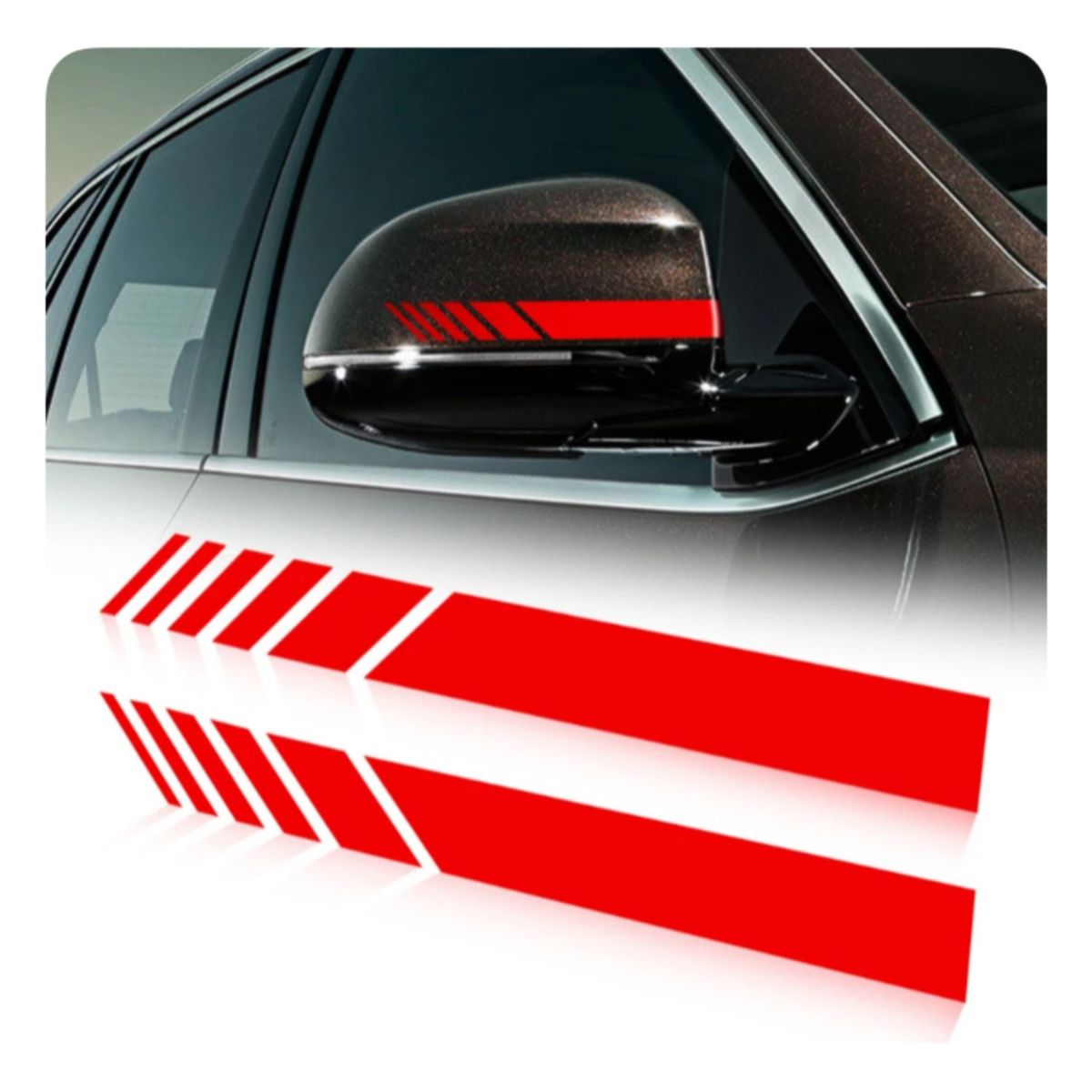 GENERICO - Pegatina Sticker Raya Carrera - Espejo Retrovisor - Rojo