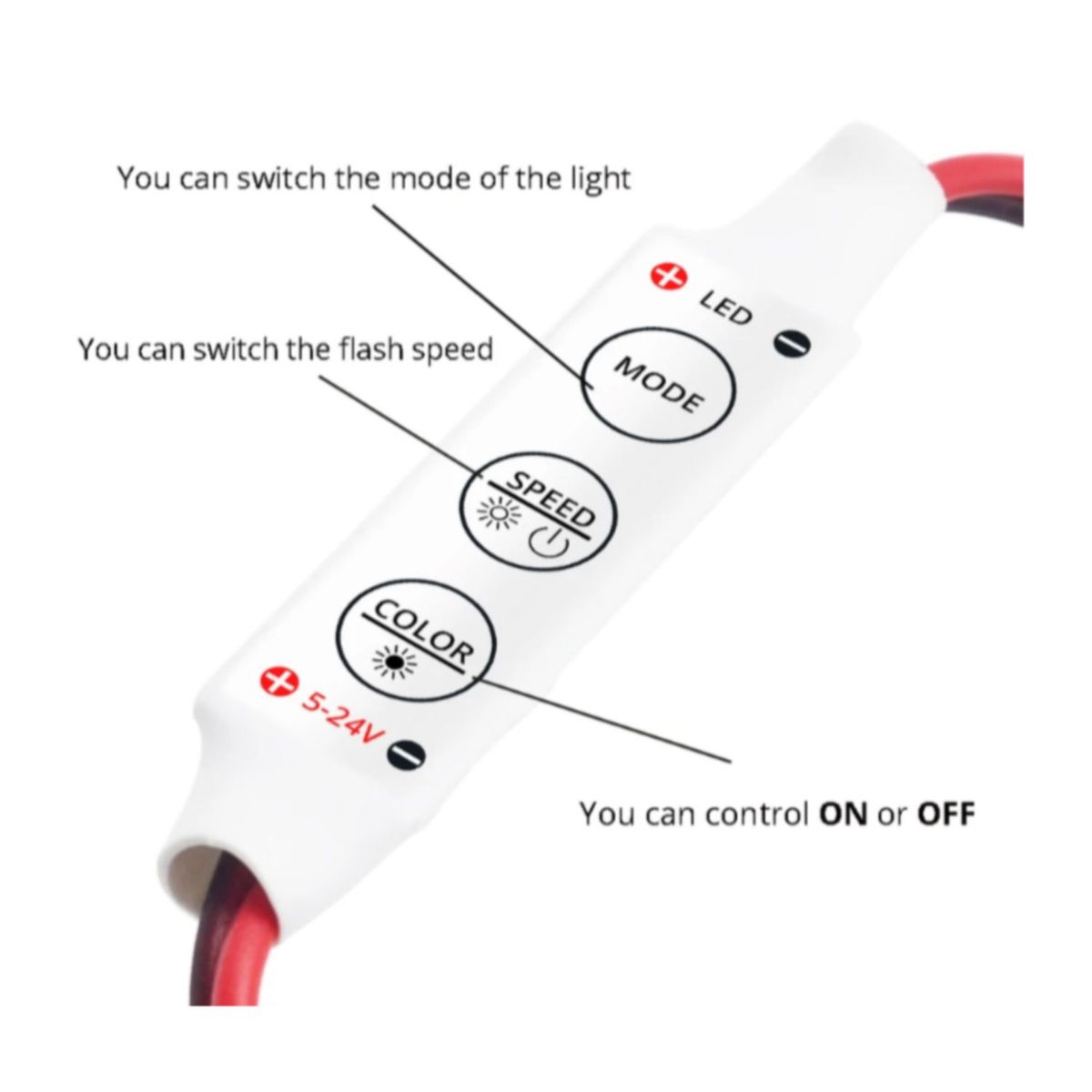 GENERICO - Controlador Strobo con Mandos - 12 a 24 Voltios