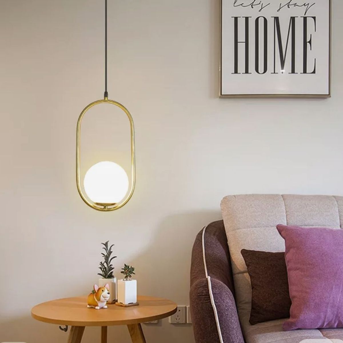 GENERICO - Lámpara de techo colgante nordica dorado Incluye foco