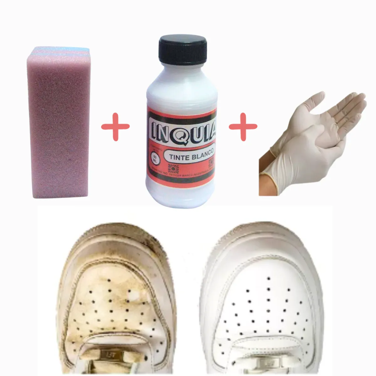 GENERICO - Tinte renovar zapatillas cuero blancas blanqueador kit 3 en1