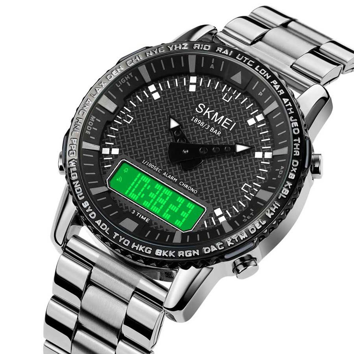 SKMEI - Reloj SKMEI Soldier 1898 Hibrido Multifunción Retroiluminado - Plata