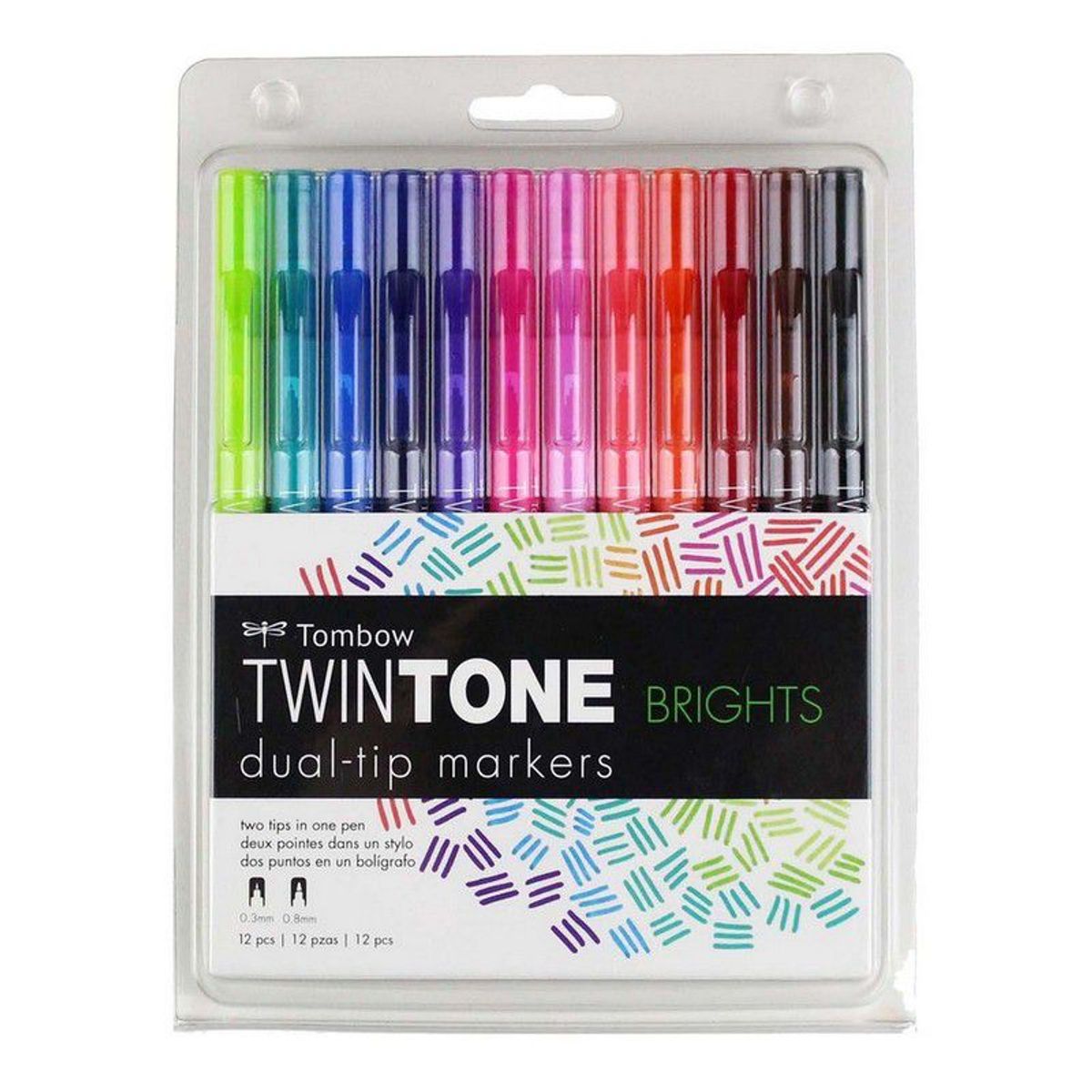 TOMBOW - Marcadores doble punta Twintones  - Set Brillante 12und