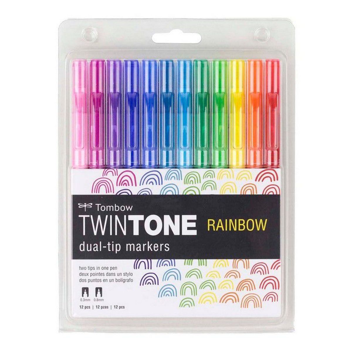 TOMBOW - Marcadores doble punta Twintones  - Set Arcoiris 12und