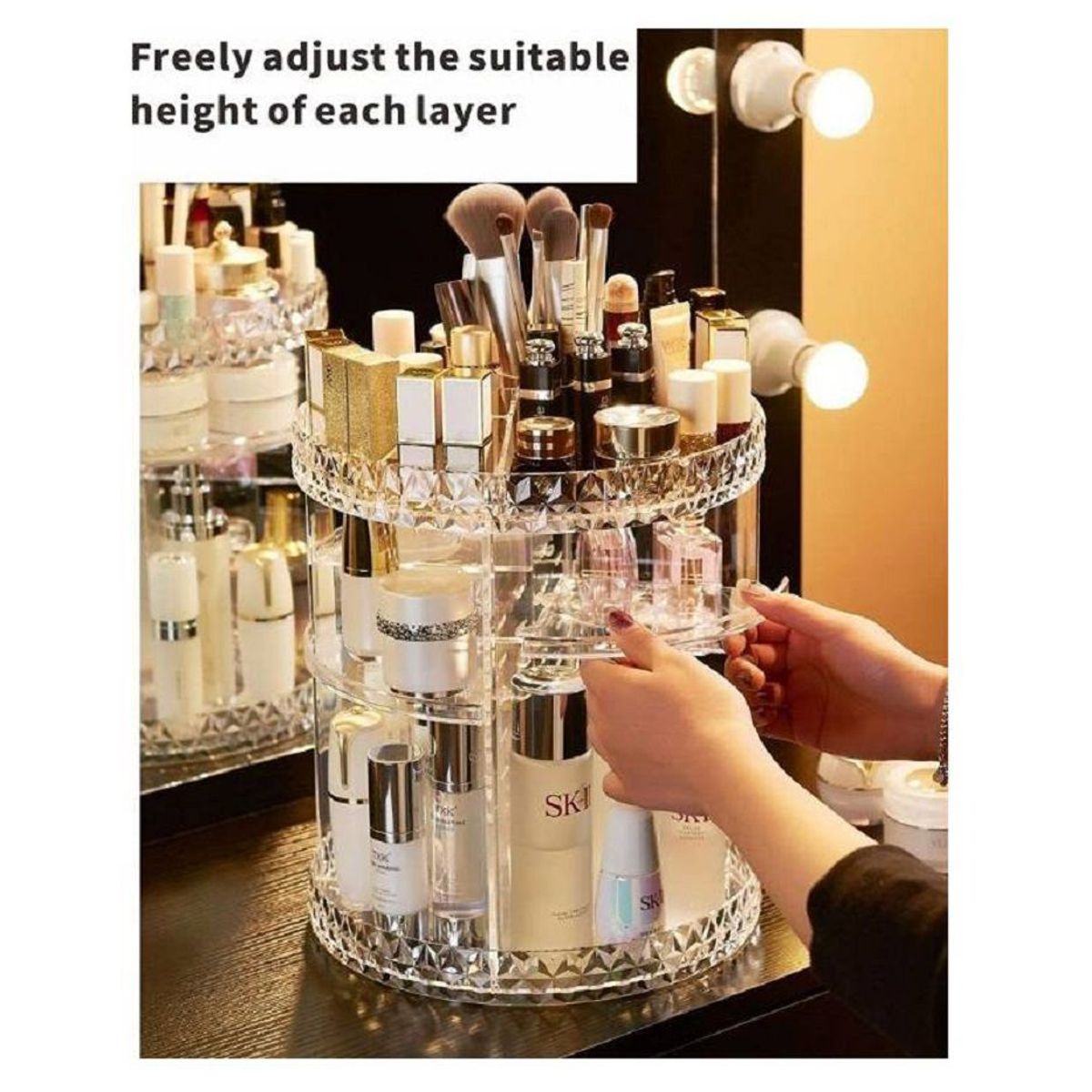 GENERICO - Organizador de Maquillaje Cosmeticos Giratorio 360° Acrilico