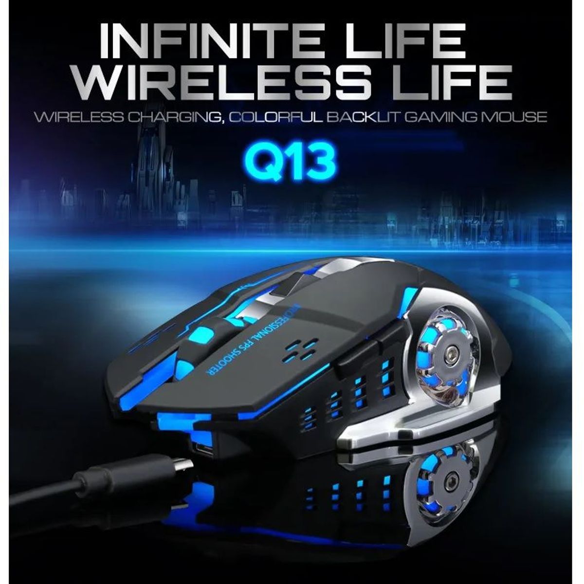 T WOLF - Mouse Gamer Recargable Inalambrico Luz RGB - TWOLF