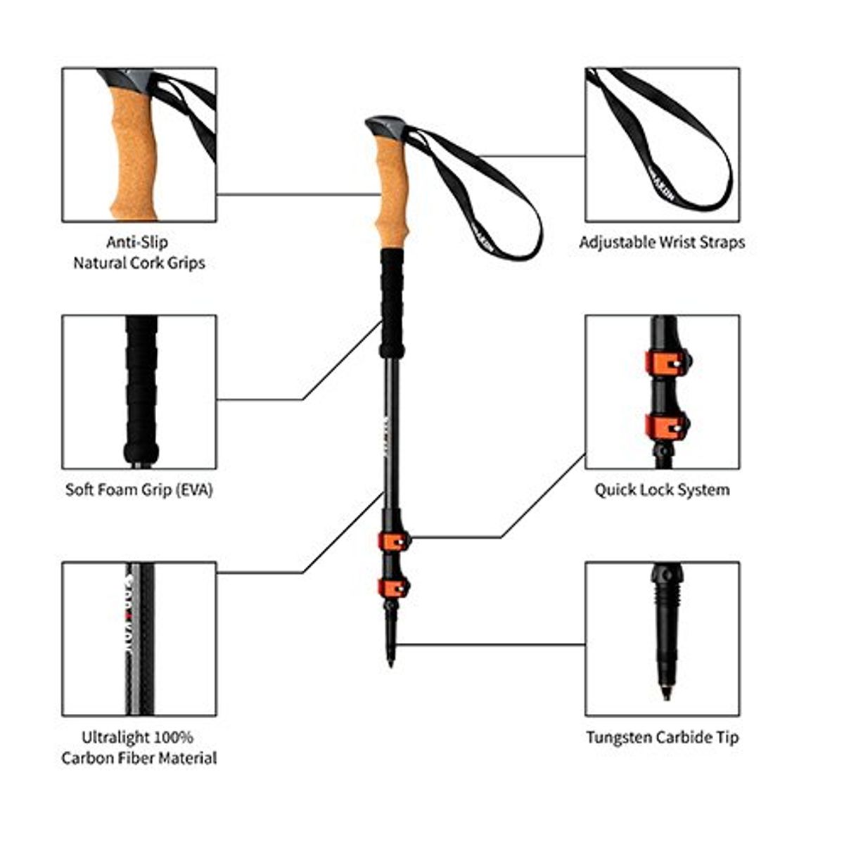 GENERICO - Bastón profesional para Trekking Unidad
