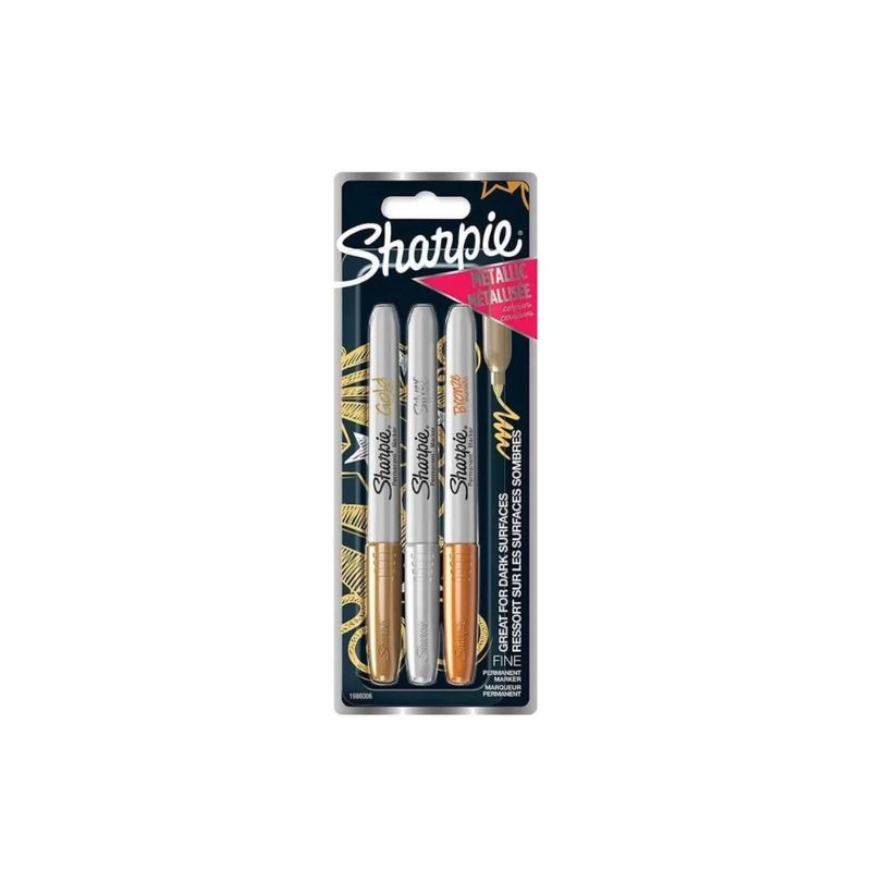 SHARPIE - Marcador Sharpie Punta Fina Metalicos Colores Surtidos Tjx3