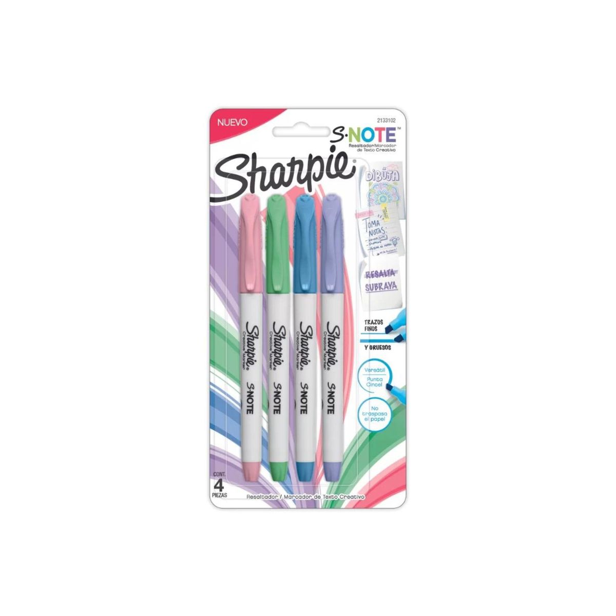 SHARPIE - Resaltador Sharpie Note x4 Colores Pastel