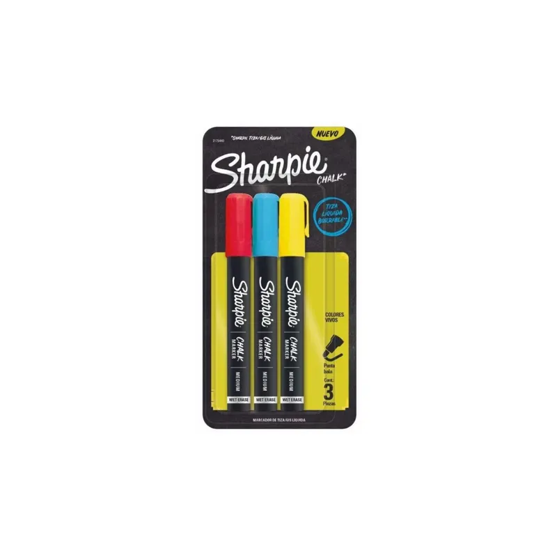 SHARPIE - Marcador Tiza Líquida Borrable Sharpie Chalk 3CT