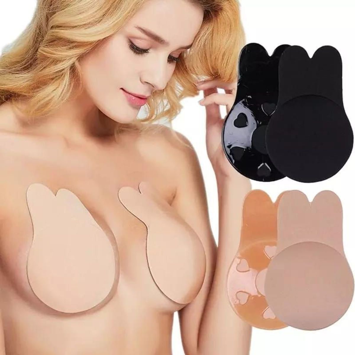 GENERICO - Brasier Invisible push Up orejas de conejo adhesivo para damas