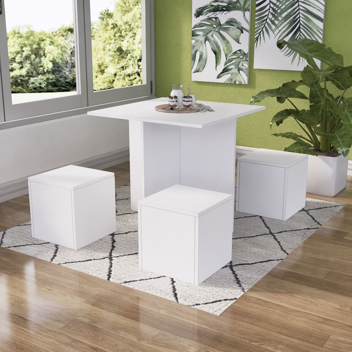 MOVENDA - Juego de Comedor Cartagena 4 personas Movenda Blanco