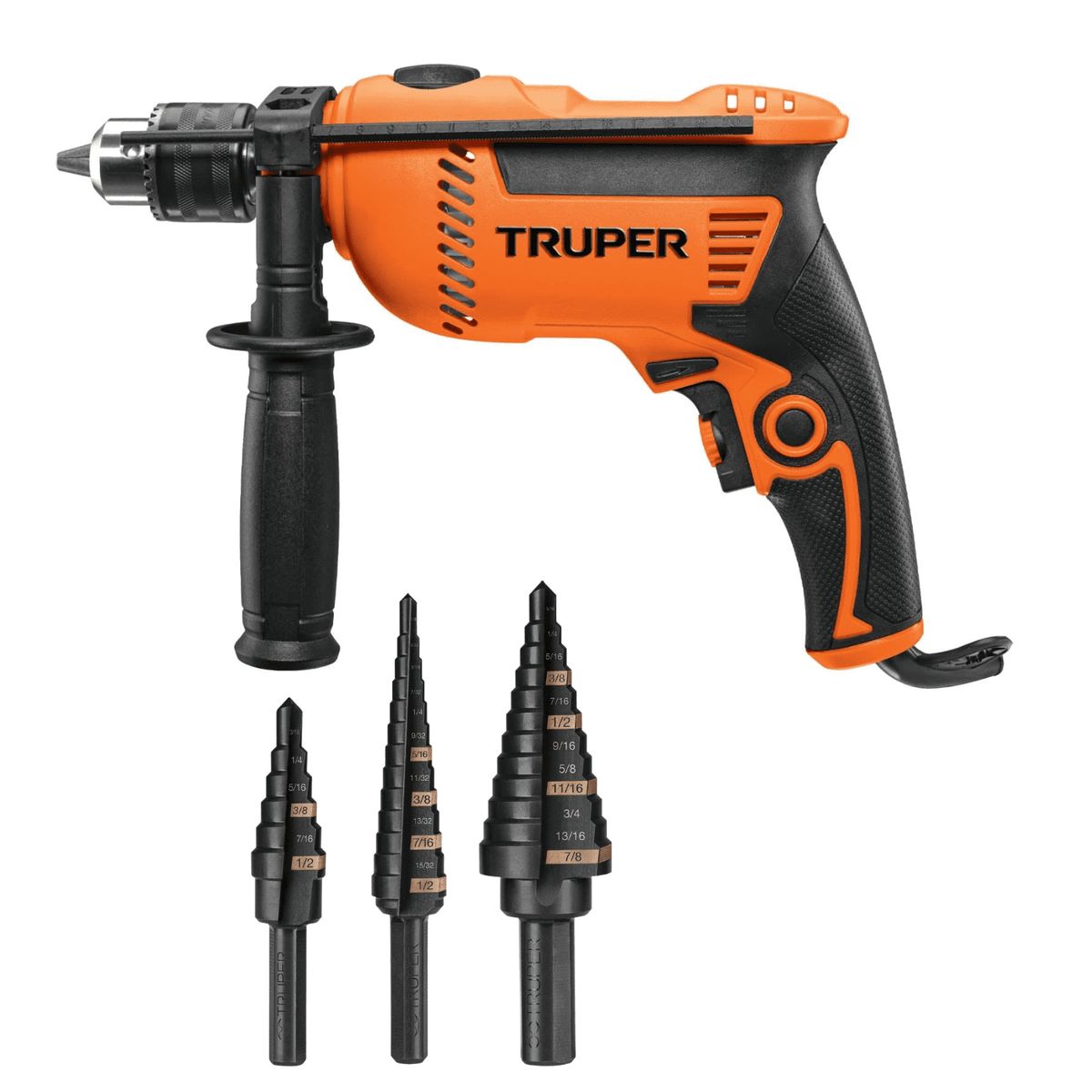 TRUPER - Taladro Percutor 600W + 3 brocas escalonadas Truper
