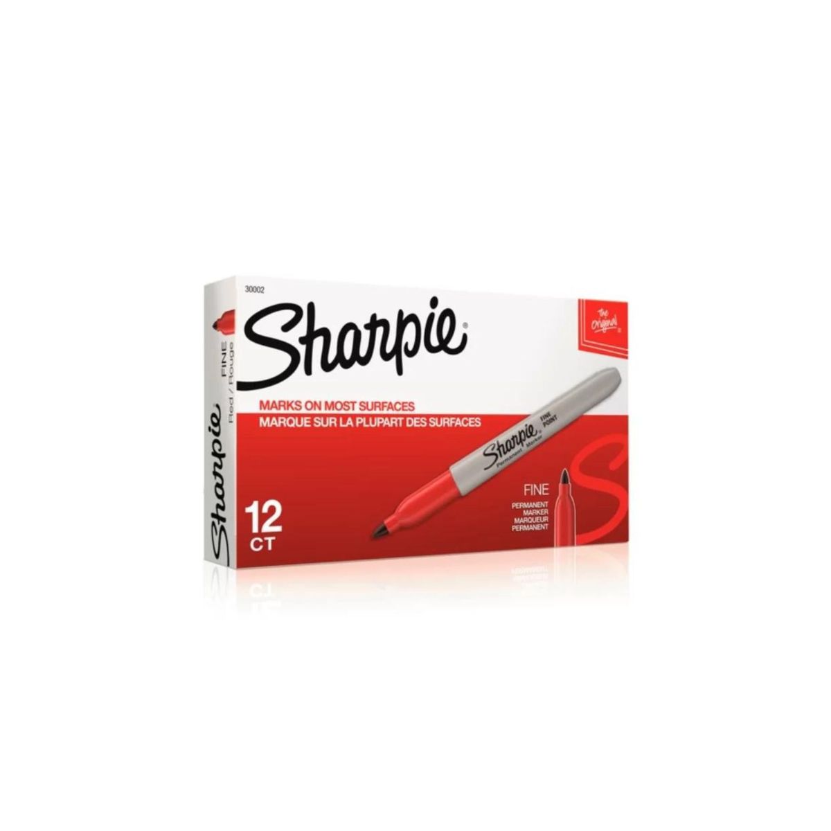 SHARPIE - Caja de 12 Marcadores Permanentes Sharpie Punta Fina Rojo