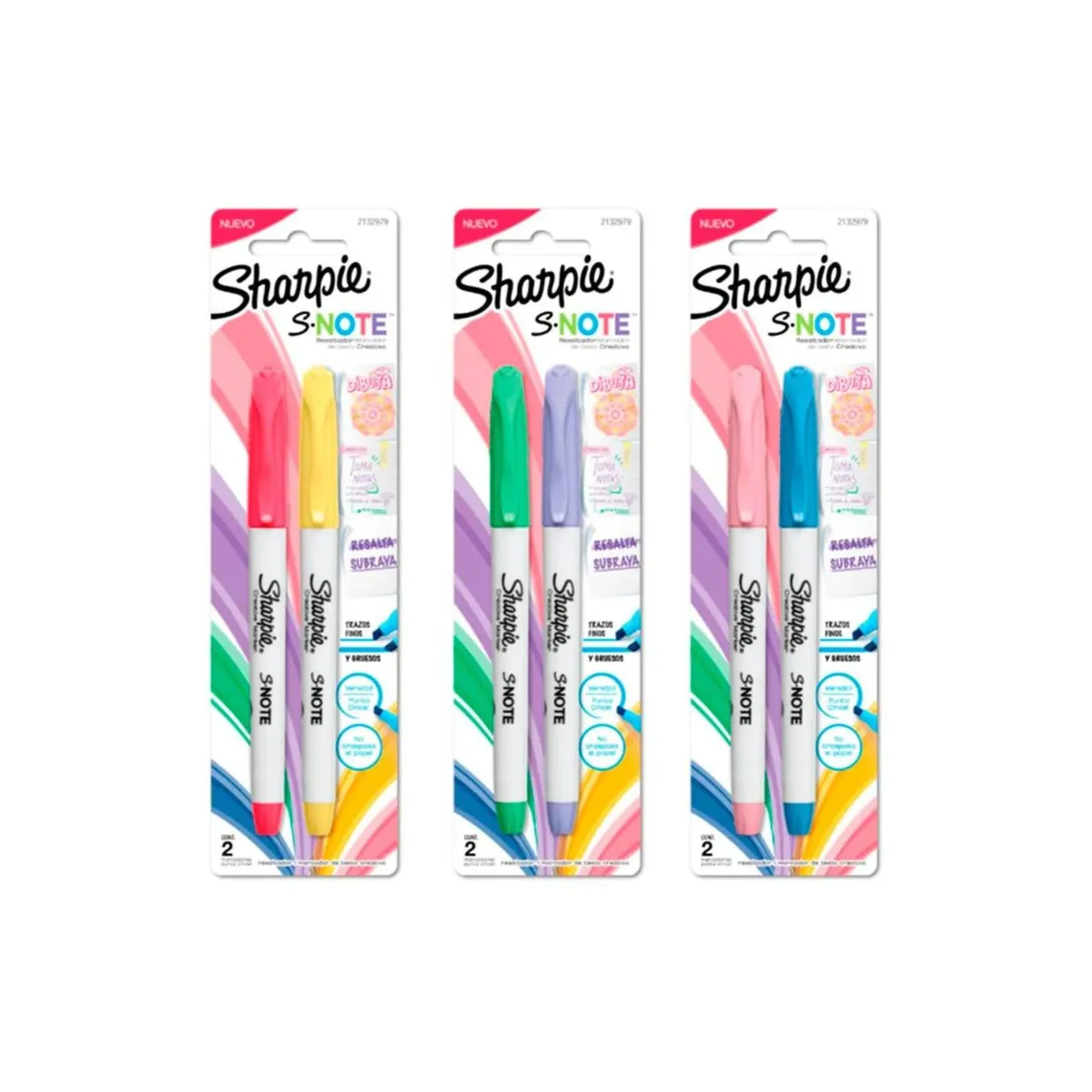 SHARPIE - PACK BLISTER X3  RESALTADOR SHARPIE NOTE  PASTEL