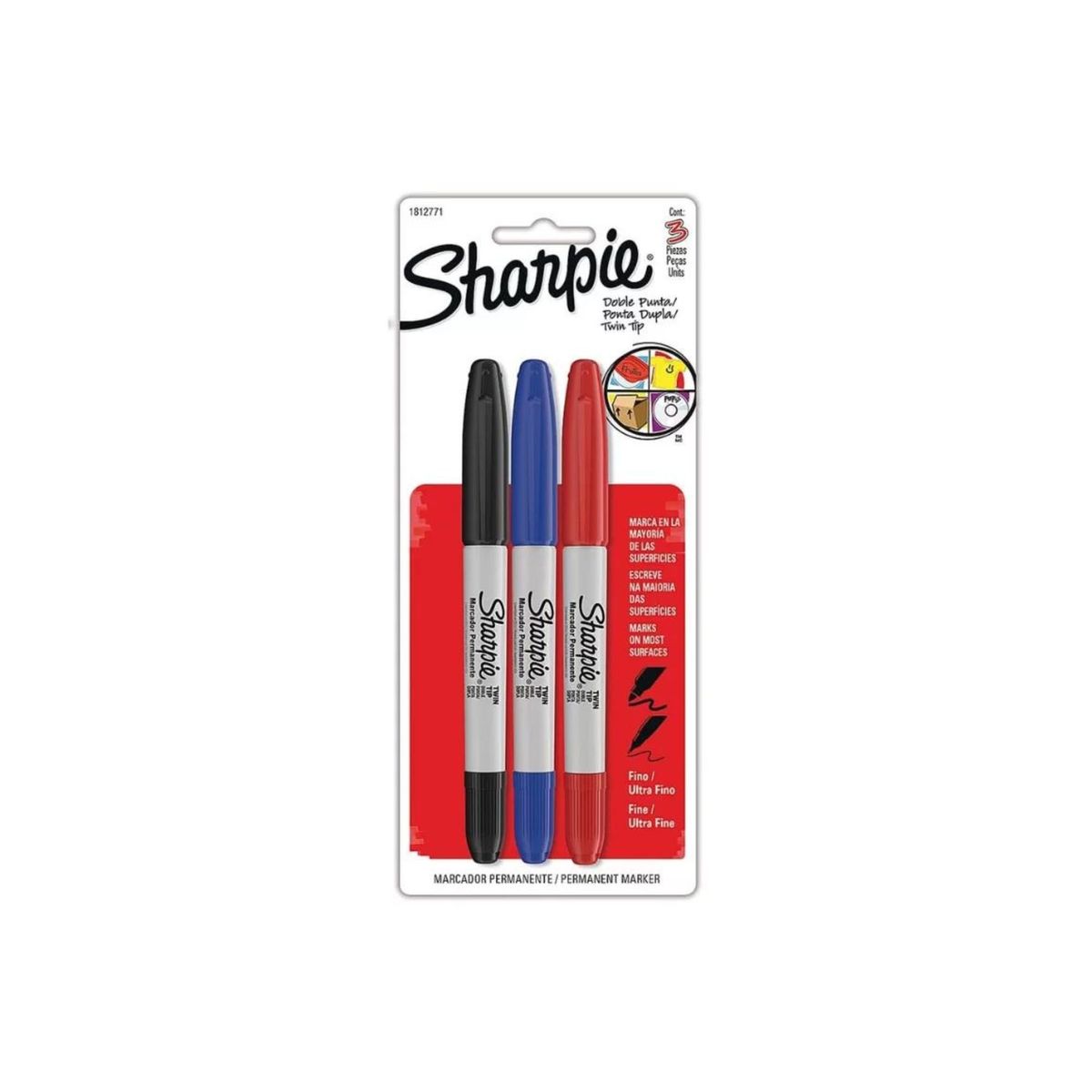 SHARPIE - Marcadores Sharpie Doble Punta x3