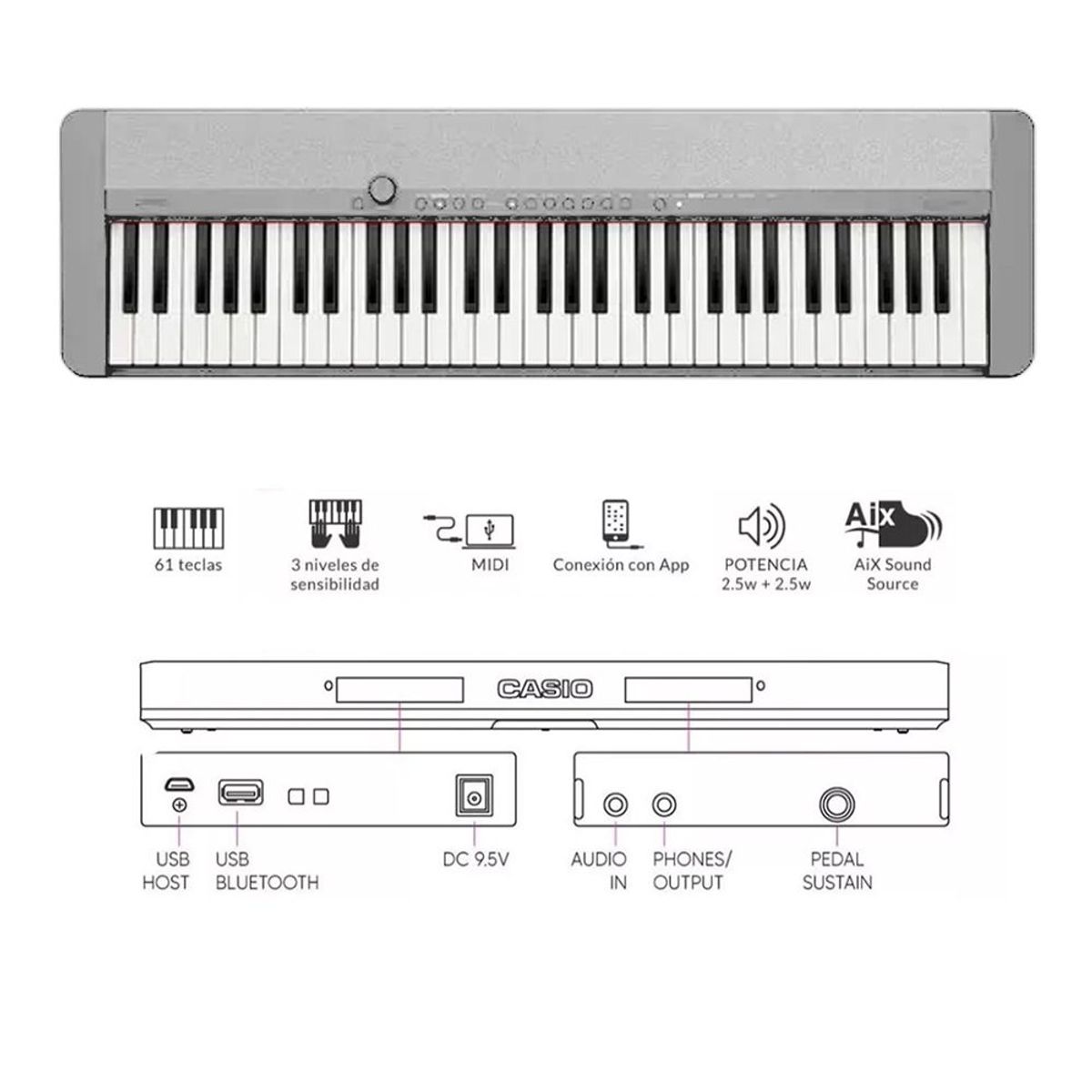 CASIO - TECLADO CT-S1 PACK PIANO BLANCO